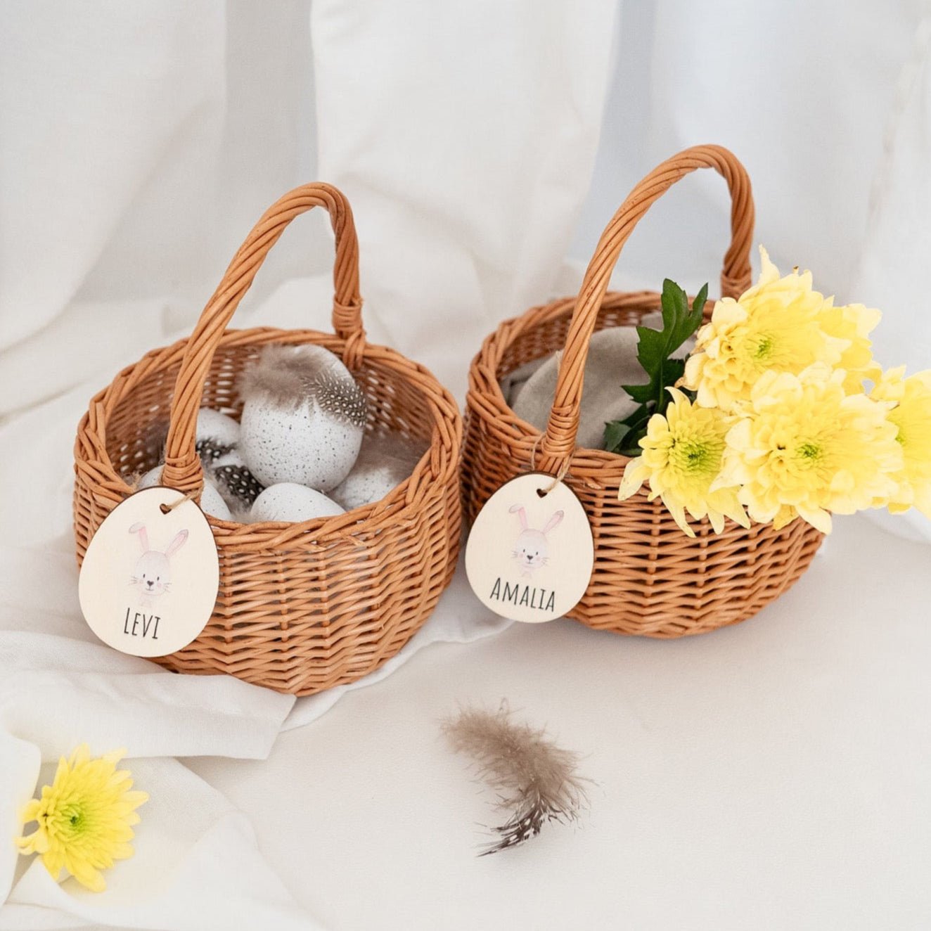 Osterkörbchen Weide personalisiert - Hase Aquarell - wunderwunsch