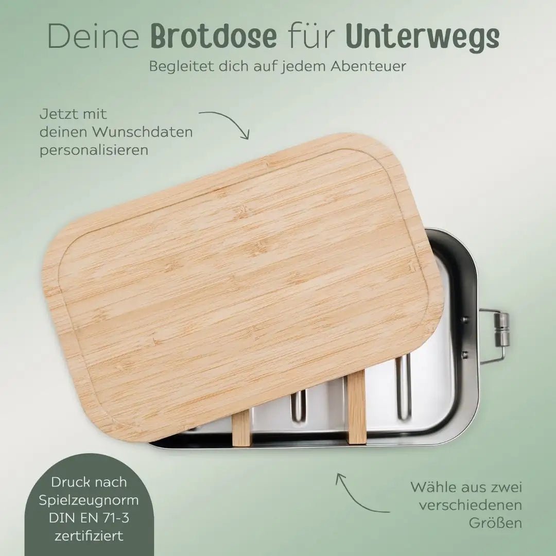 Pausen Bundle - Brotdose + ASOBU Bestie Tier Trinkflasche personalisiert - wunderwunsch