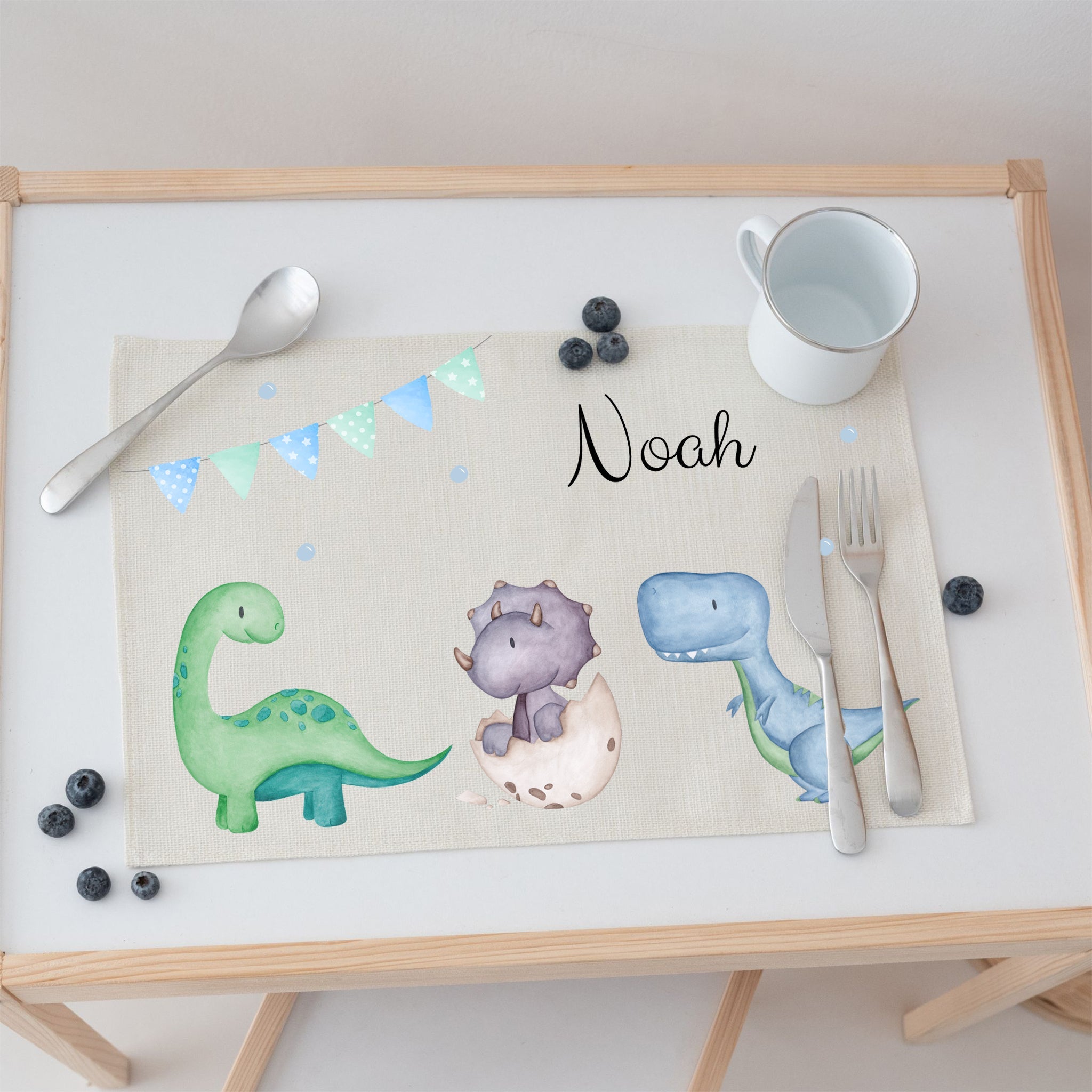 Platzdeckchen personalisiert - Dinos Girlande Aquarell - wunderwunsch