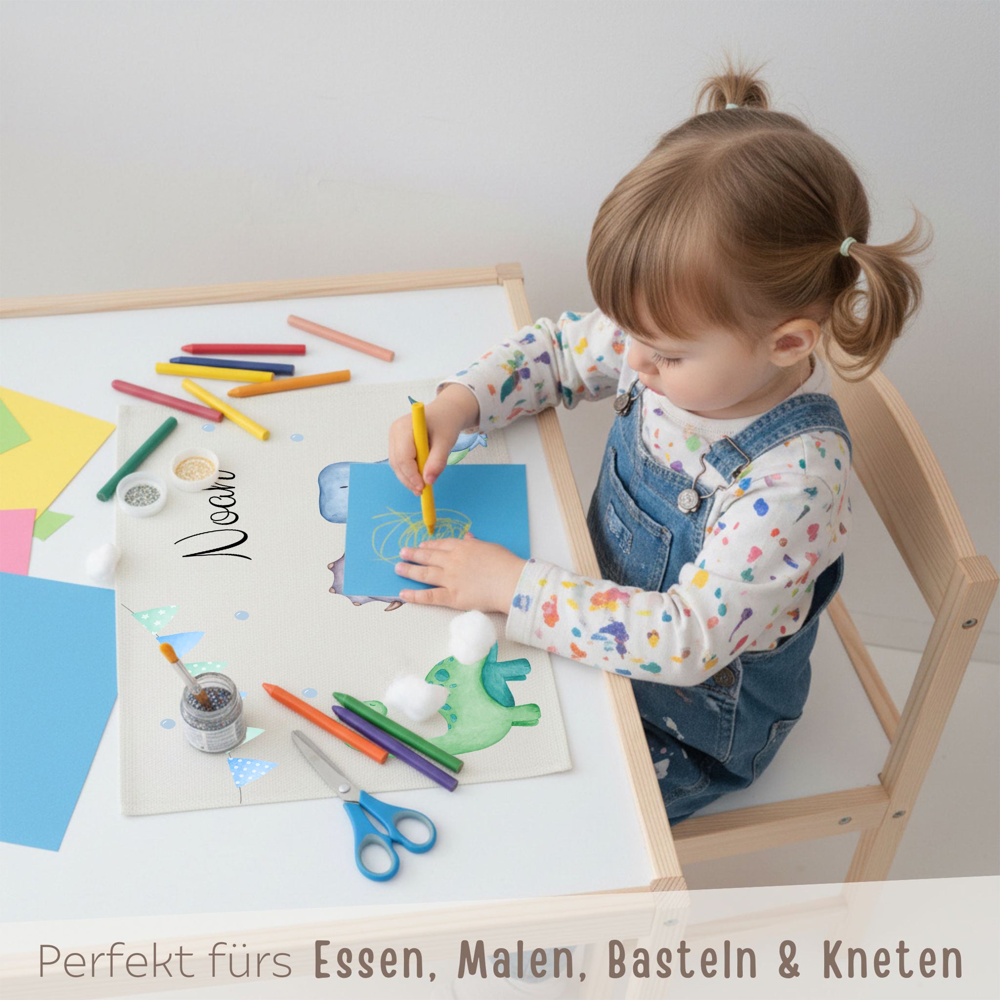 Platzdeckchen personalisiert - Dinos Girlande Aquarell - wunderwunsch