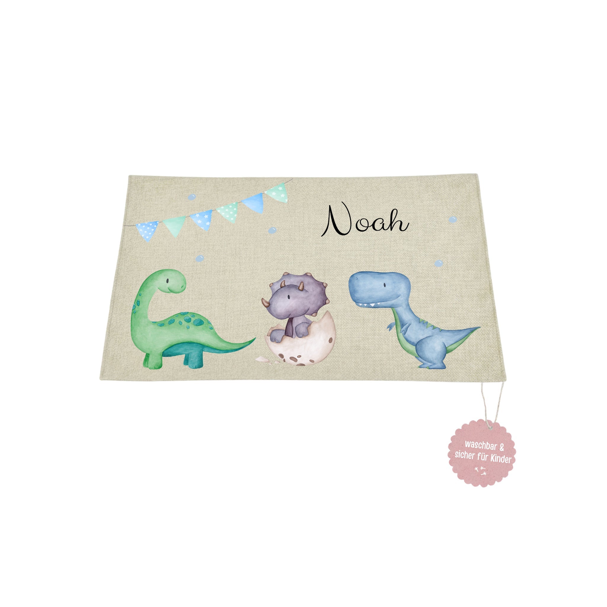 Platzdeckchen personalisiert - Dinos Girlande Aquarell - wunderwunsch