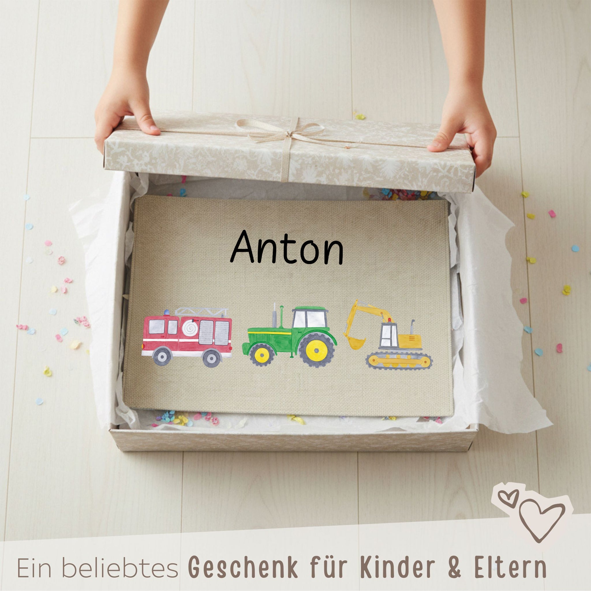 Platzdeckchen personalisiert - Fahrzeuge Aquarell - wunderwunsch