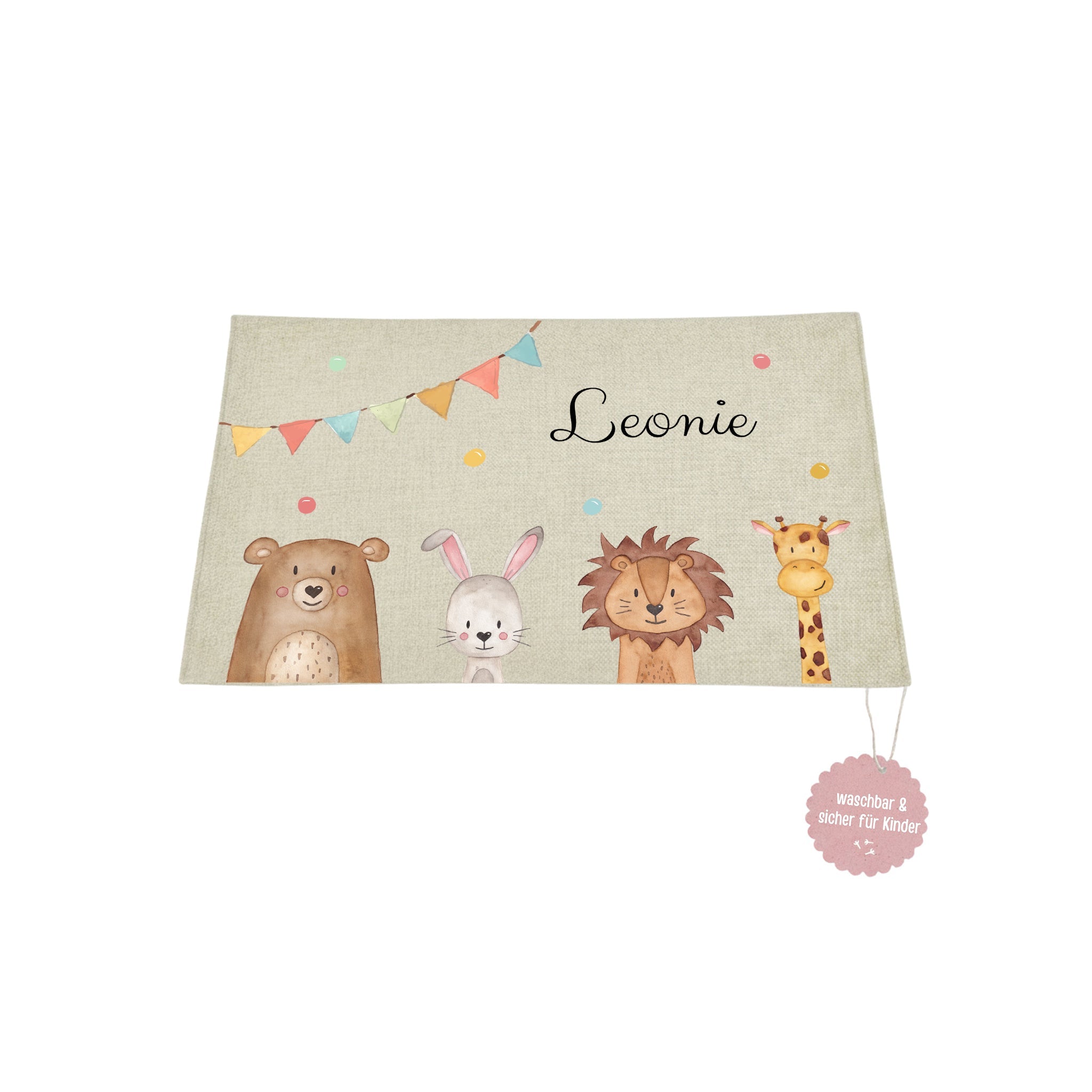 Platzdeckchen personalisiert - Tiere Girlande Aquarell - wunderwunsch
