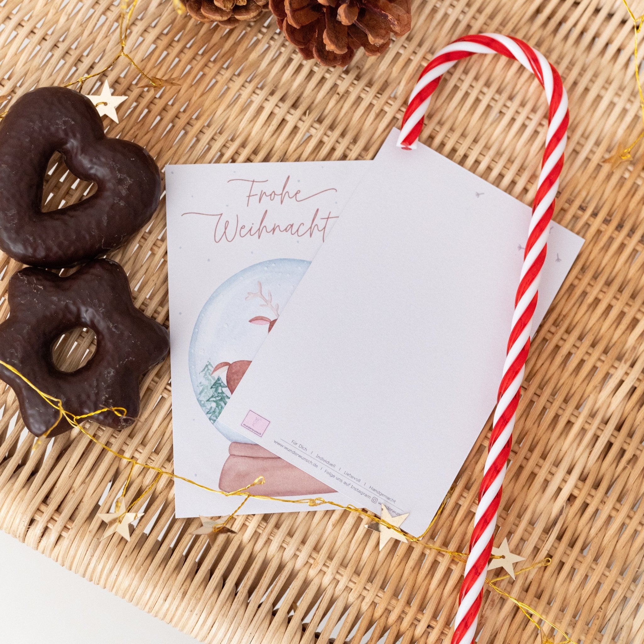 Postkarte "Reh Schneekugel" - wunderwunsch