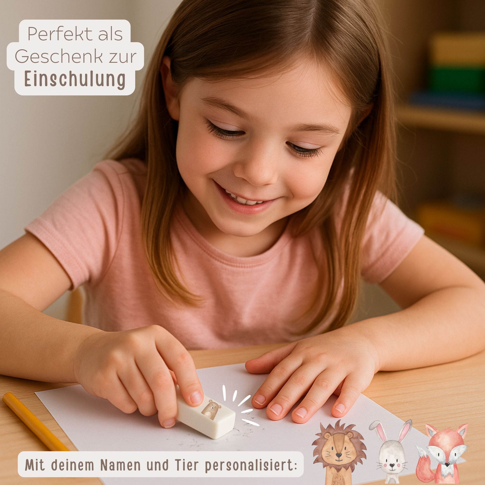 Radiergummi personalisiert - Tier Aquarell - wunderwunsch