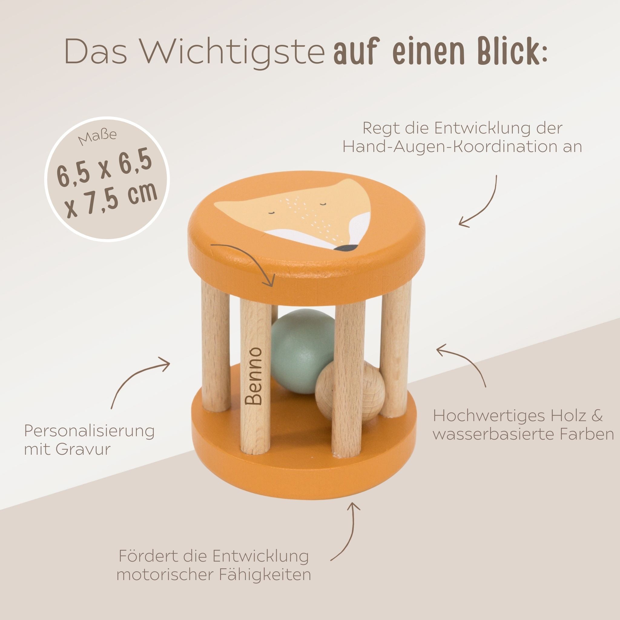 Rollrassel Tier klein personalisiert - wunderwunsch