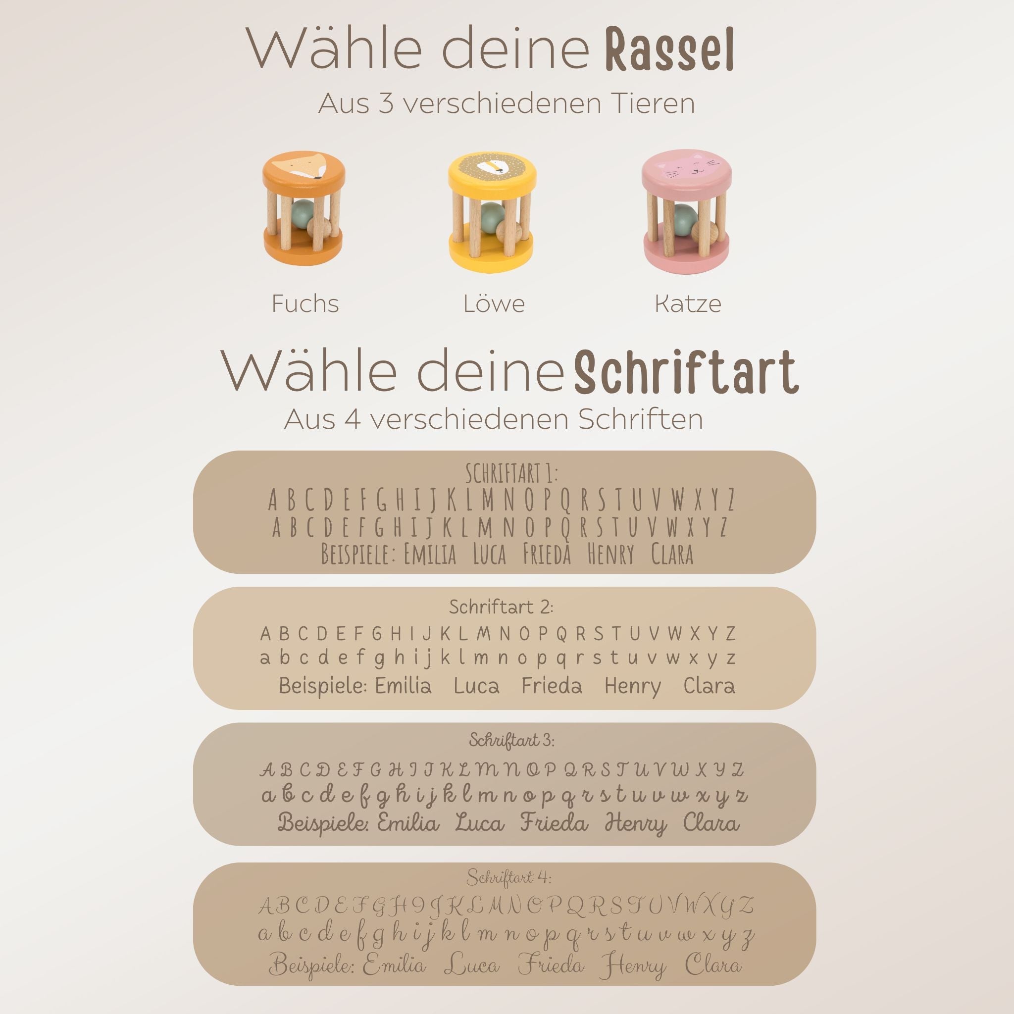 Rollrassel Tier klein personalisiert - wunderwunsch