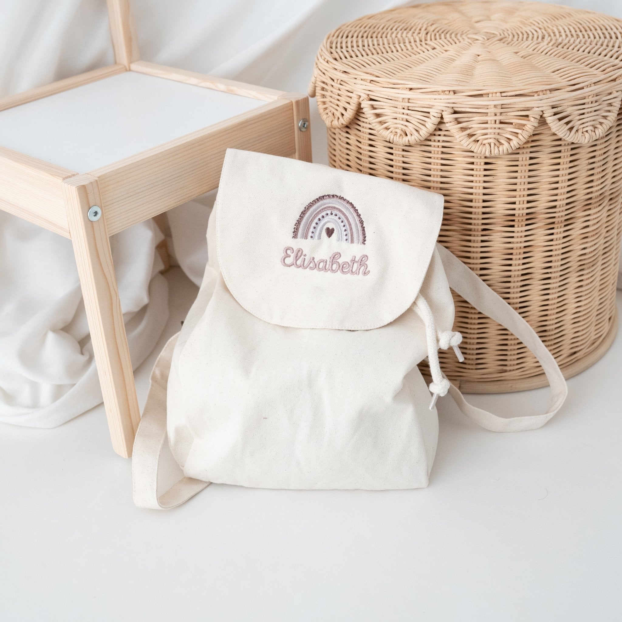 Rucksack mit Namensstick & Regenbogen - wunderwunsch