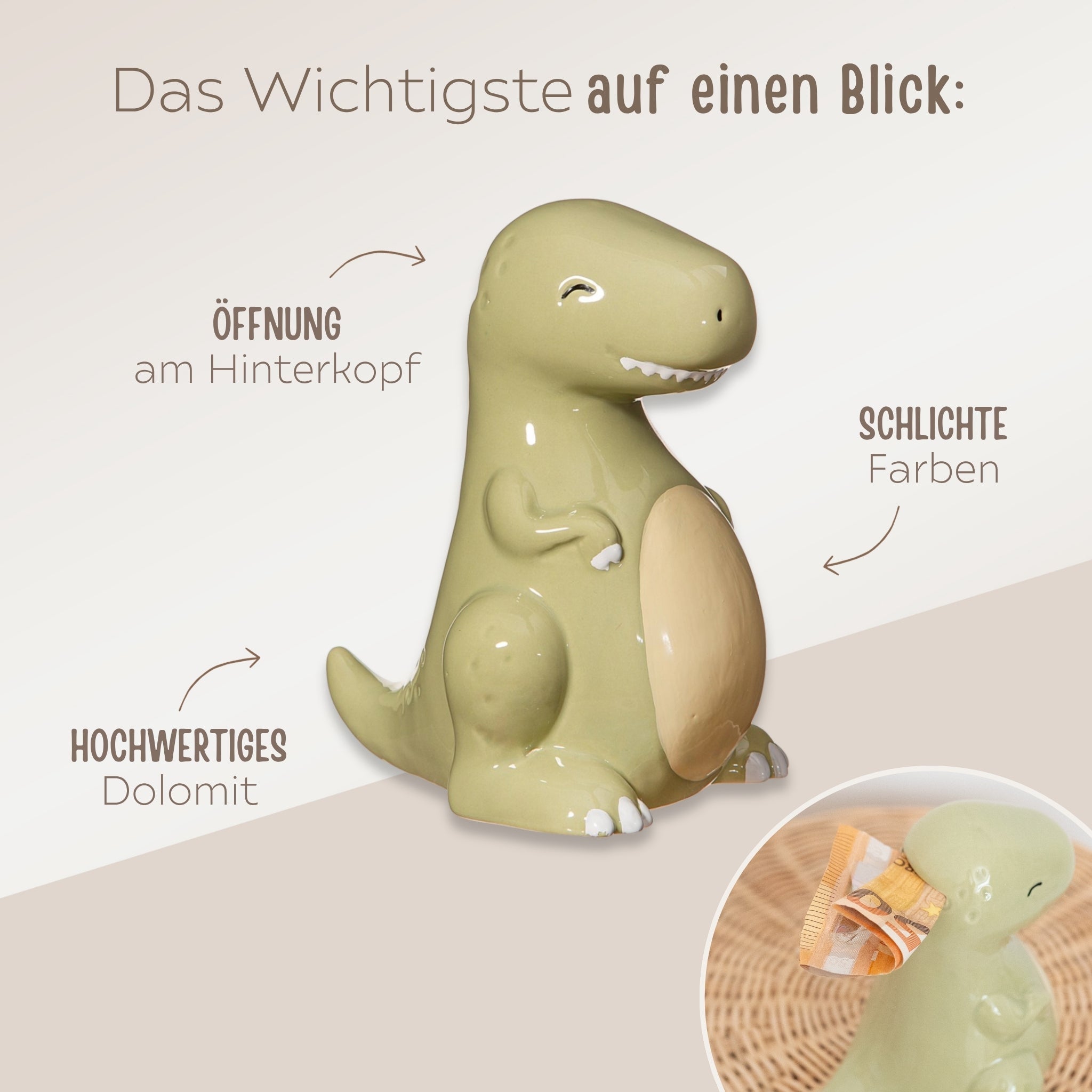 SASSANDBELLE Dino Spardose personalisierbar - wunderwunsch