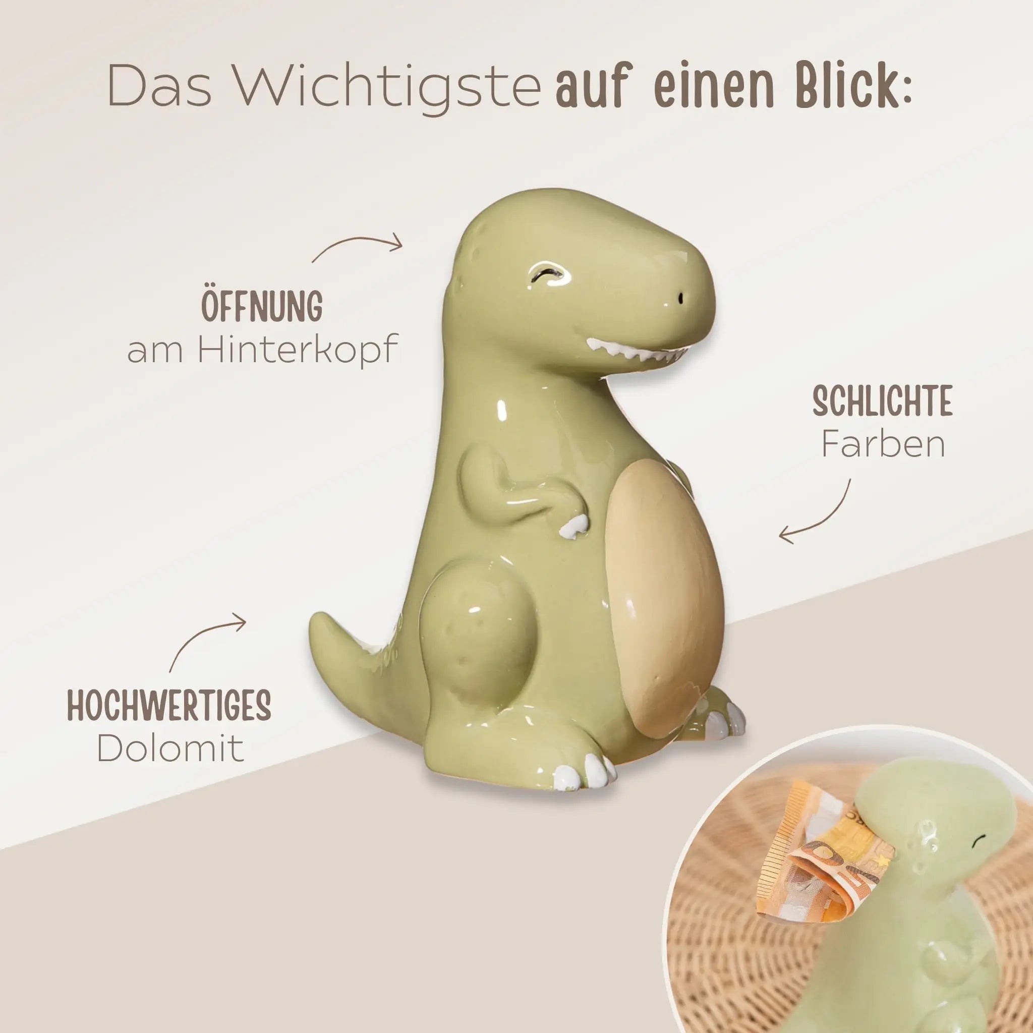 SASSANDBELLE Dino Spardose personalisierbar - wunderwunsch