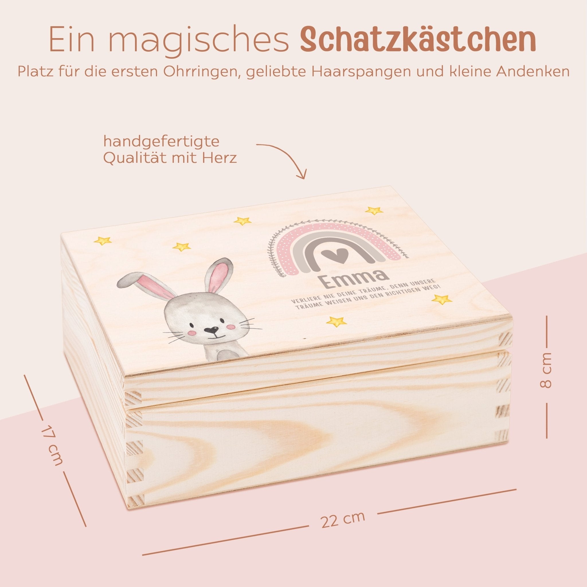 Schmuckkiste mit Spiegel aus Holz - Tier Aquarell - wunderwunsch