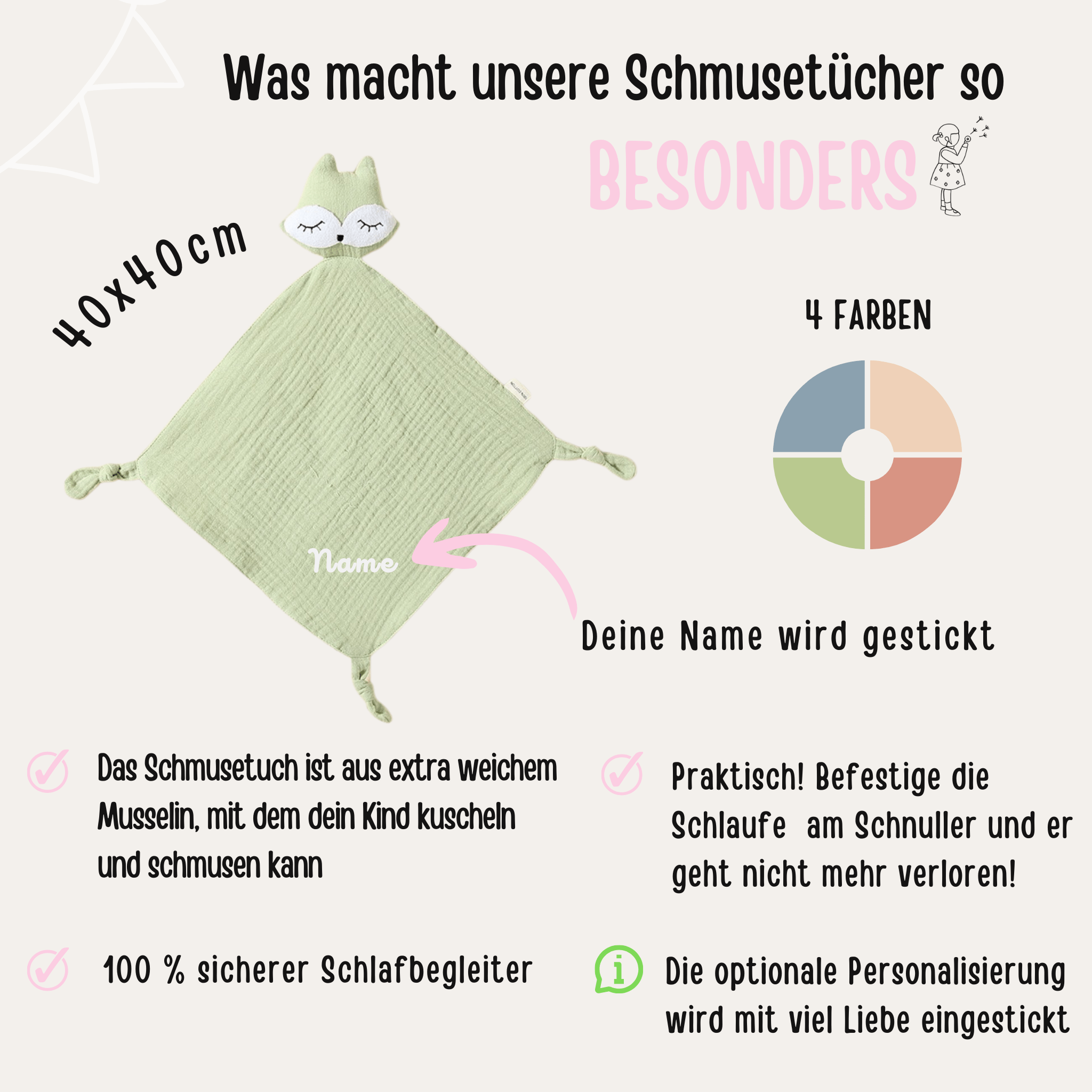 Schmusetuch Eule - wunderwunsch