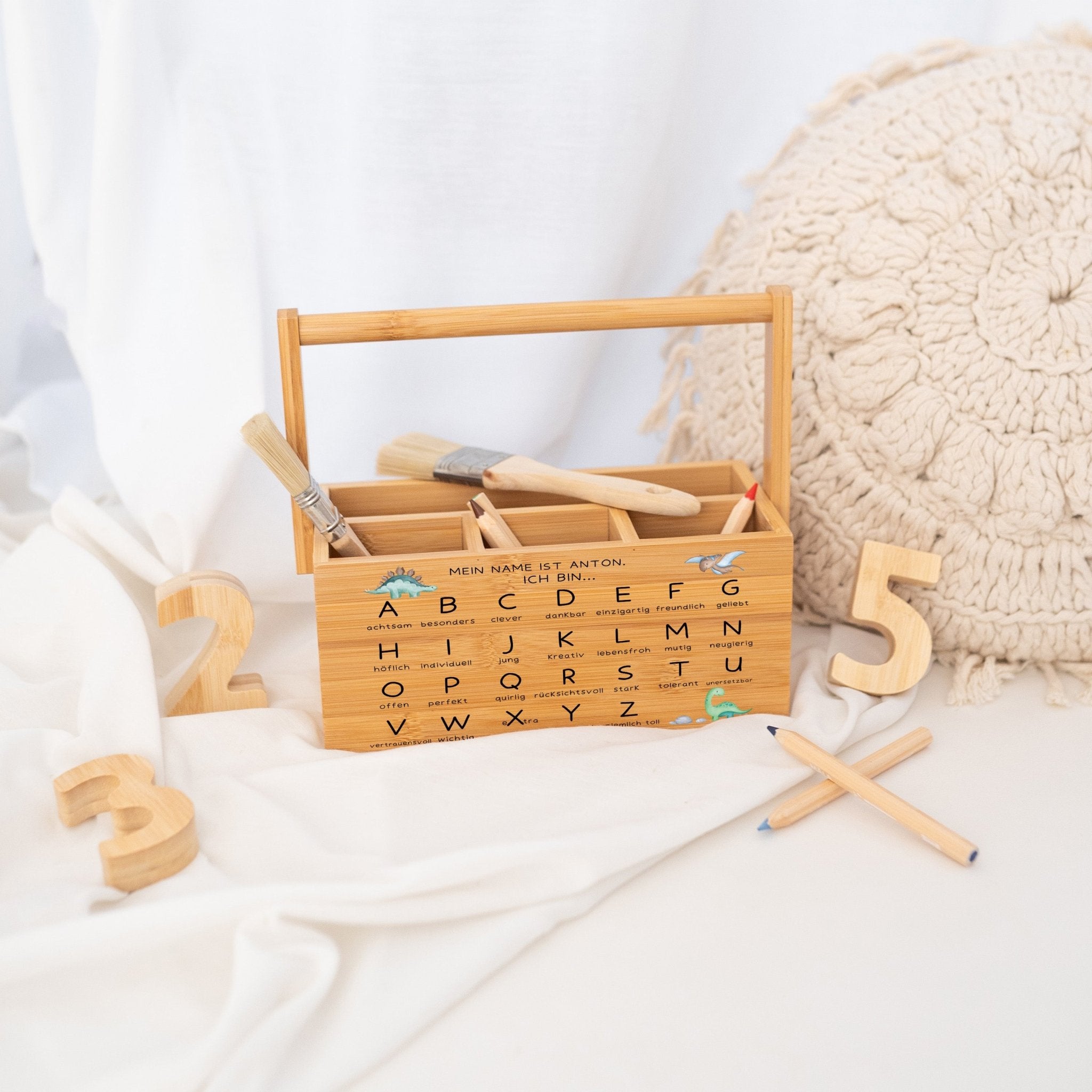 Schreibtisch Organizer mit Griff - ABC Affirmationen Aquarell - wunderwunsch