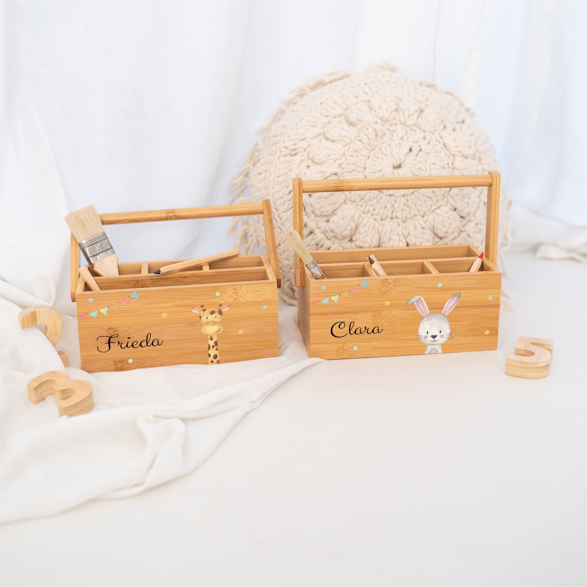 Schreibtisch Organizer mit Griff - Tier Girlande Aquarell - wunderwunsch