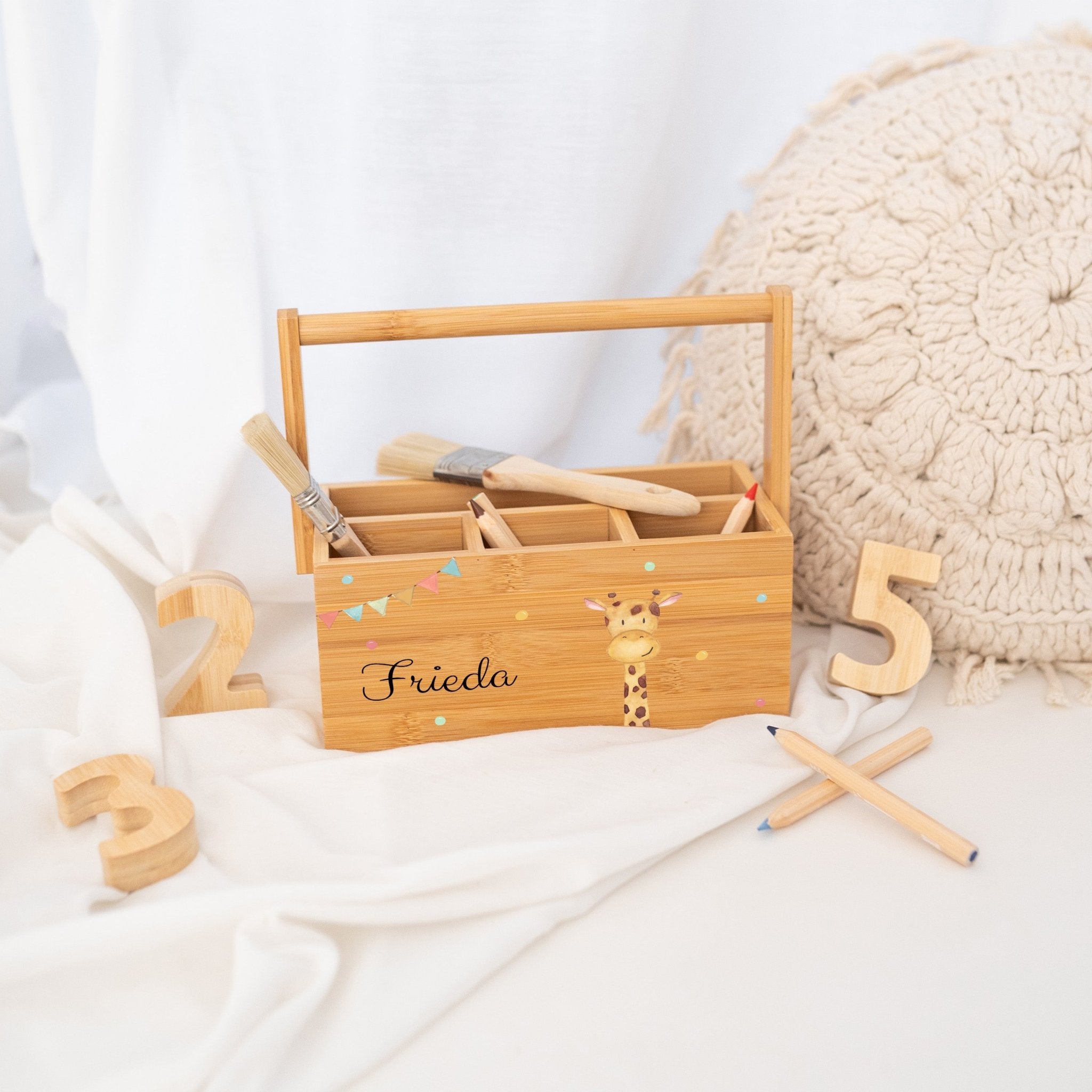 Schreibtisch Organizer mit Griff - Tier Girlande Aquarell - wunderwunsch