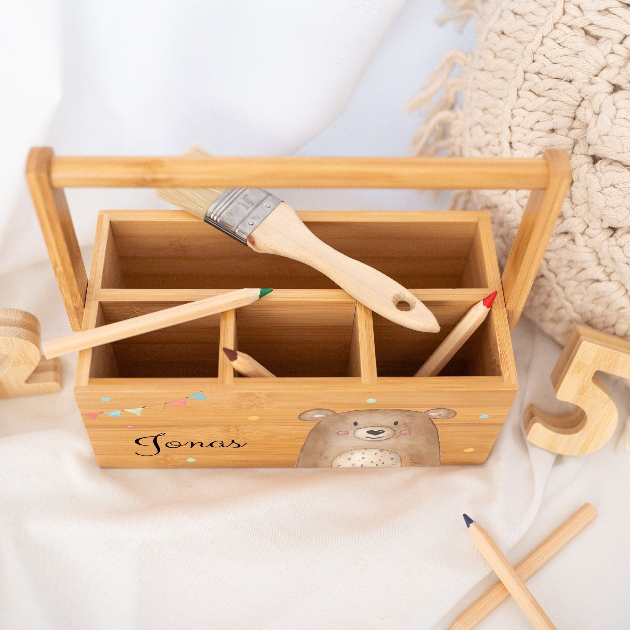 Schreibtisch Organizer mit Griff - Tier Girlande Aquarell - wunderwunsch