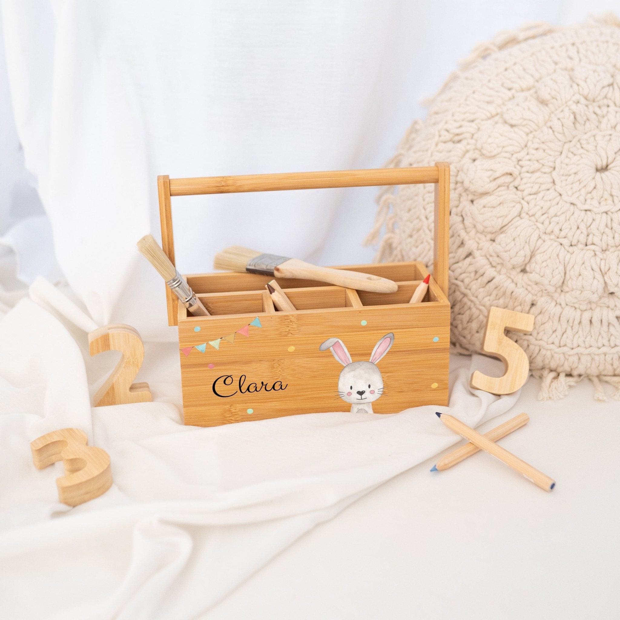 Schreibtisch Organizer mit Griff - Tier Girlande Aquarell - wunderwunsch