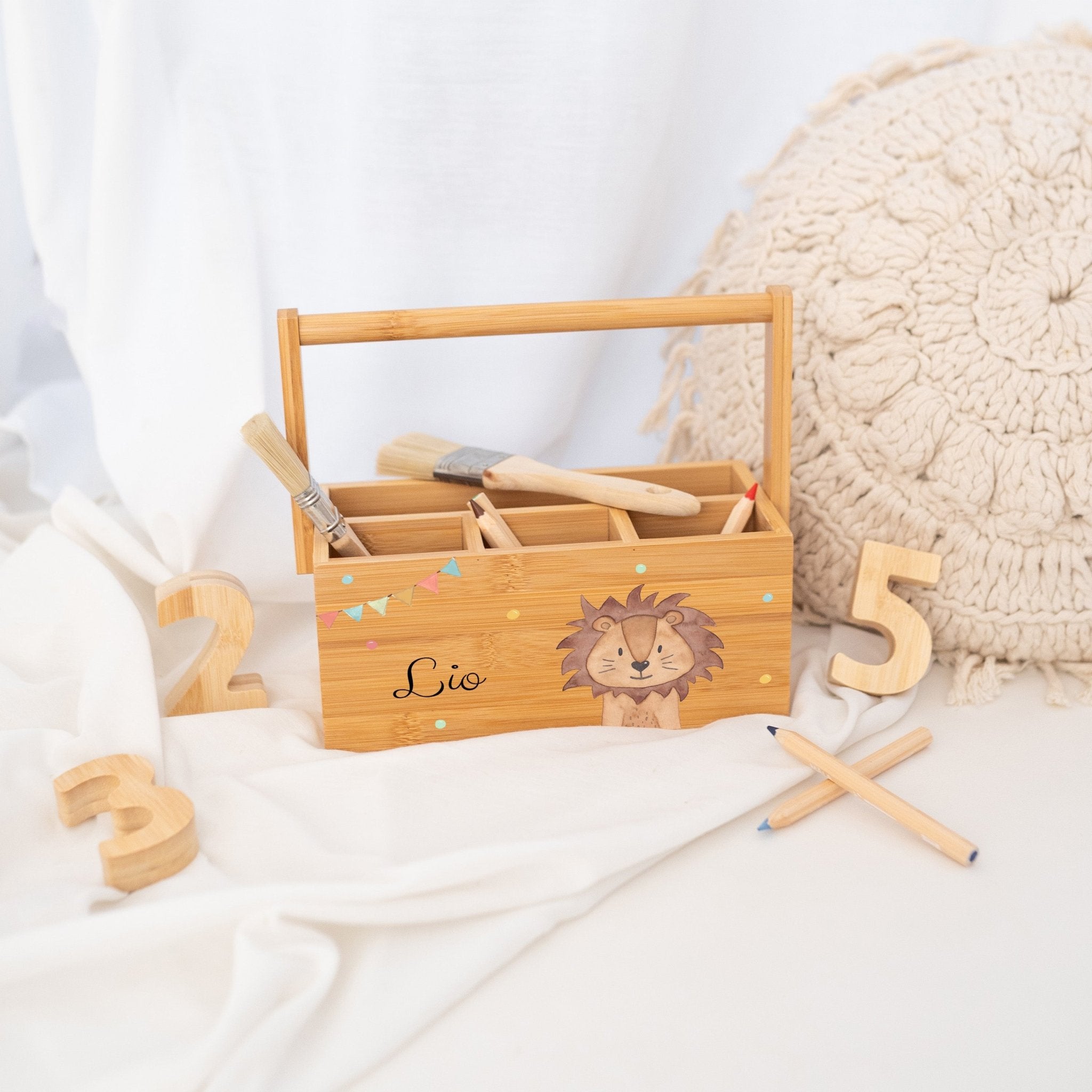 Schreibtisch Organizer mit Griff - Tier Girlande Aquarell - wunderwunsch