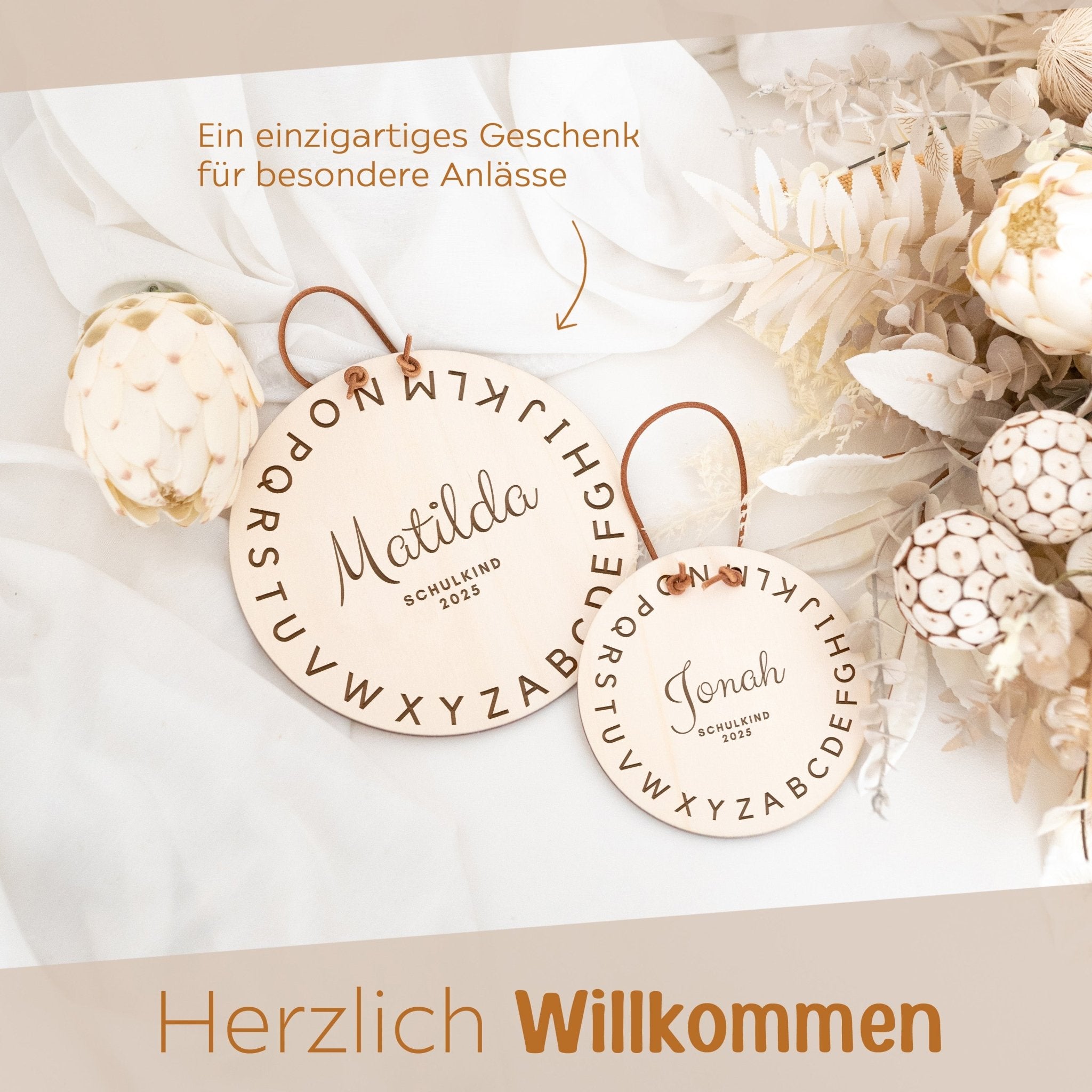 Schulanfang Schild personalisiert - ABC Gravur - wunderwunsch