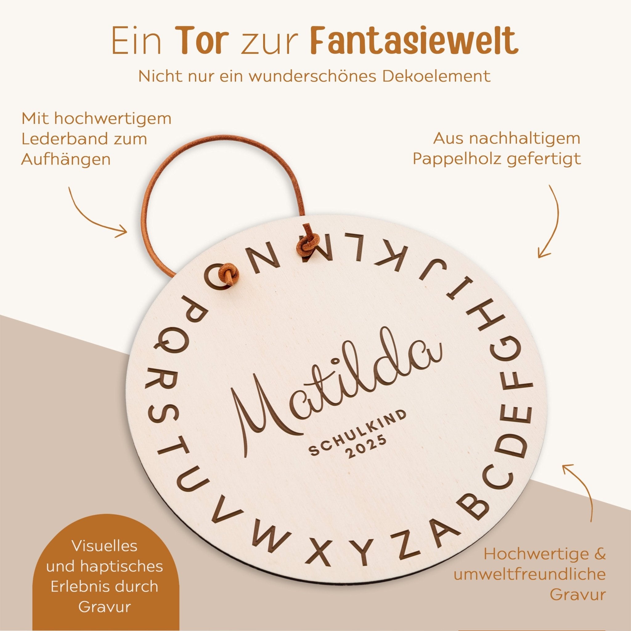 Schulanfang Schild personalisiert - ABC Gravur - wunderwunsch
