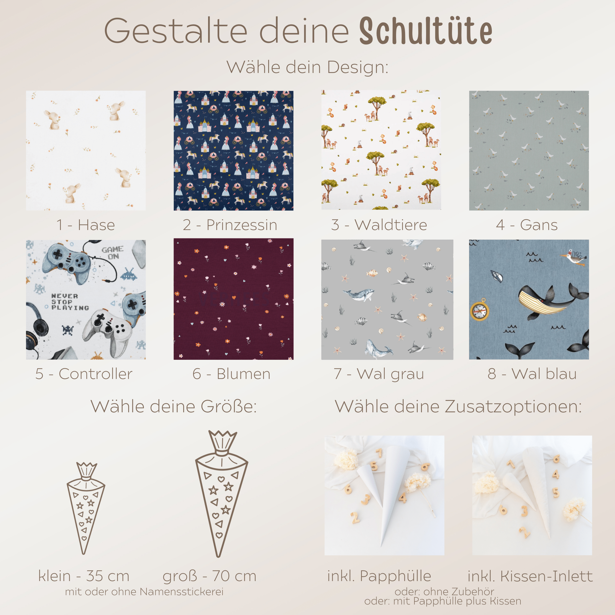 Schultüte Stoff personalisiert - wunderwunsch