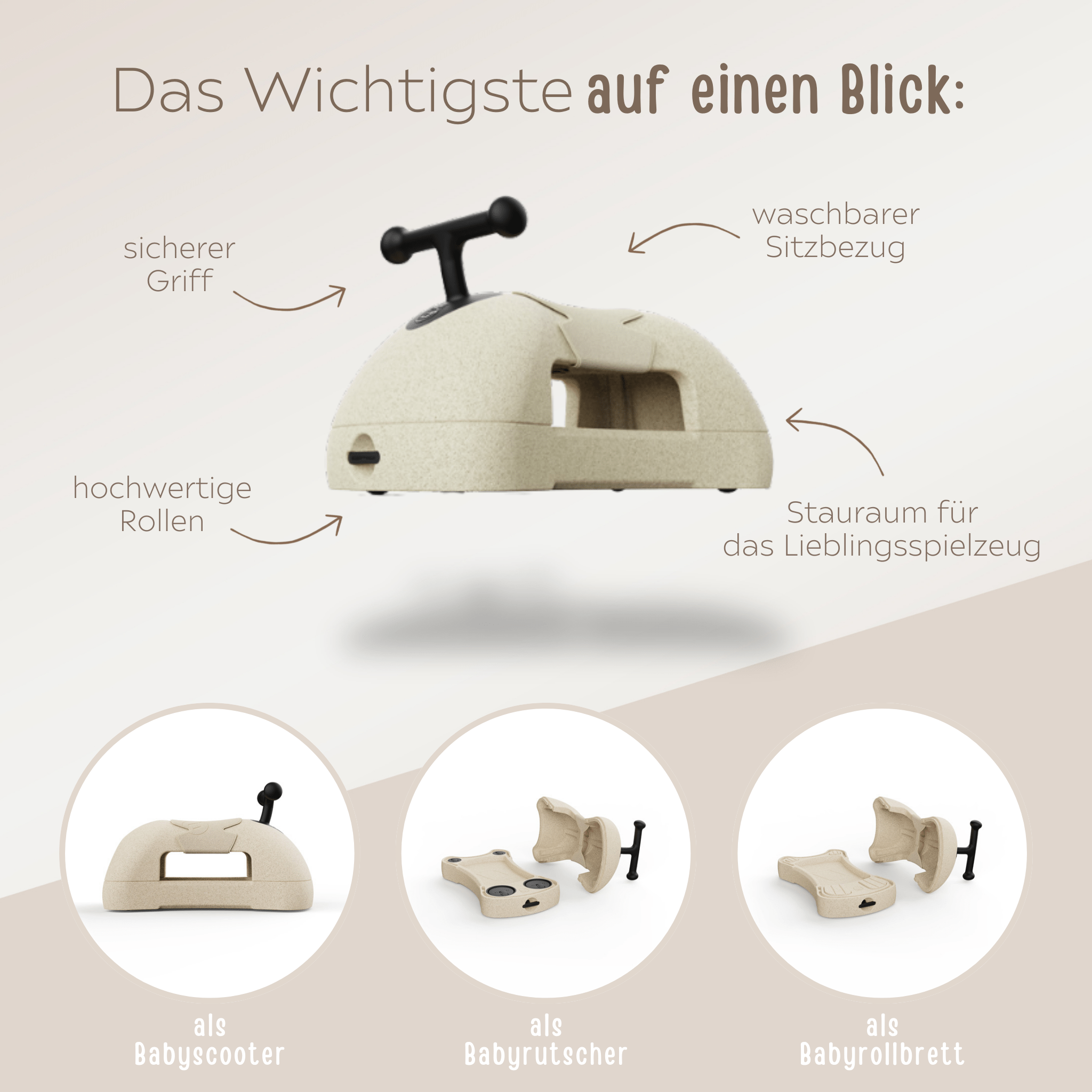 Scoot and Ride MyFirst personalisiert - Beige, Grün & Rosa - wunderwunsch