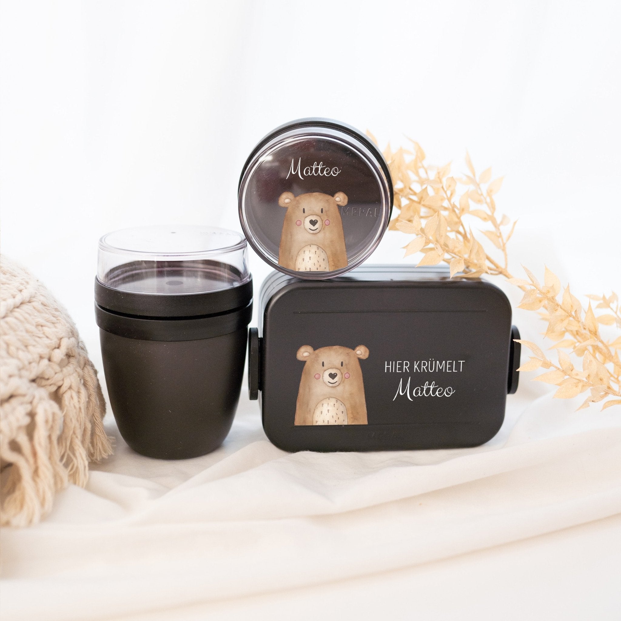 SET: MEPAL Müslibecher und Lunchbox - Tier Aquarell - wunderwunsch