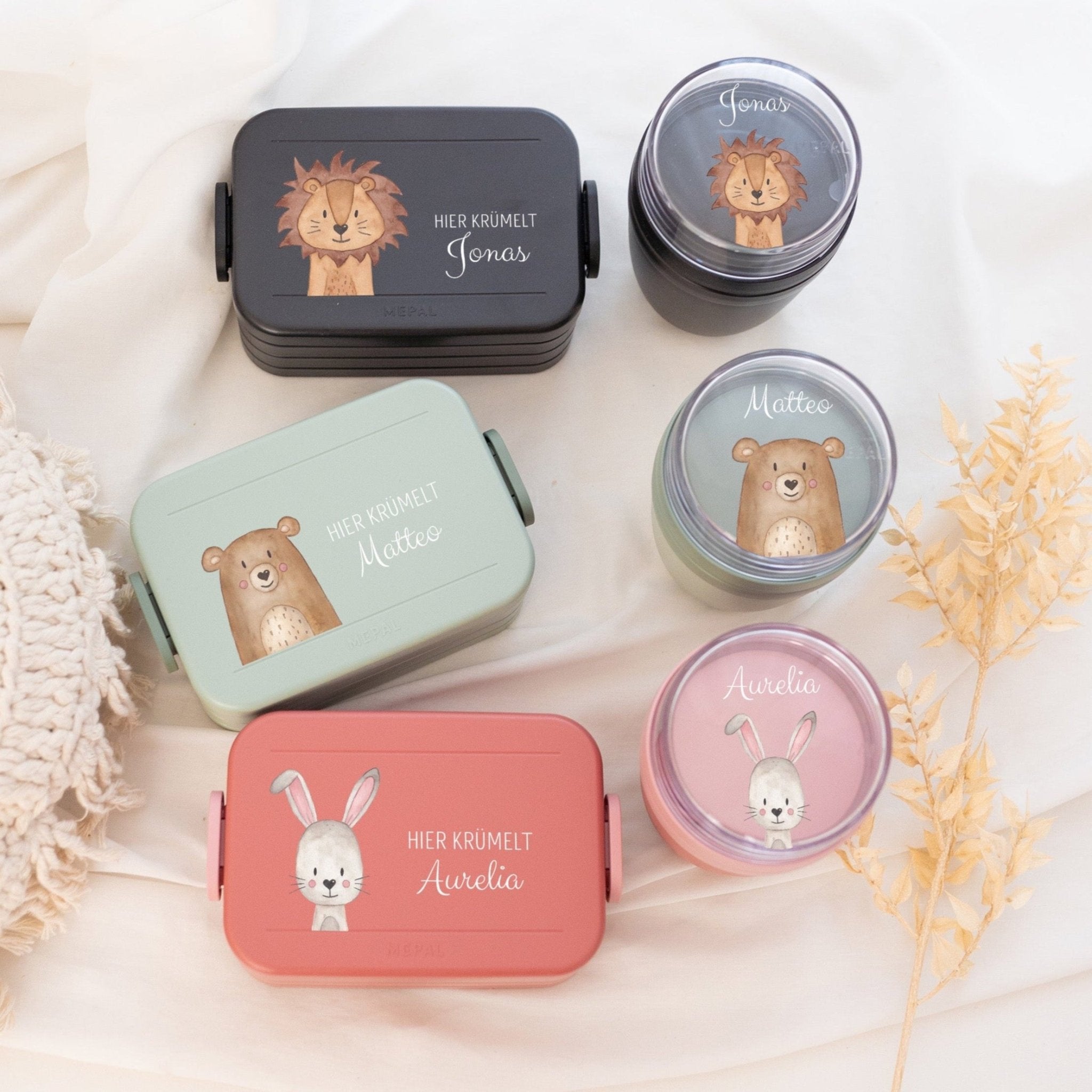 SET: MEPAL Müslibecher und Lunchbox - Tier Aquarell - wunderwunsch