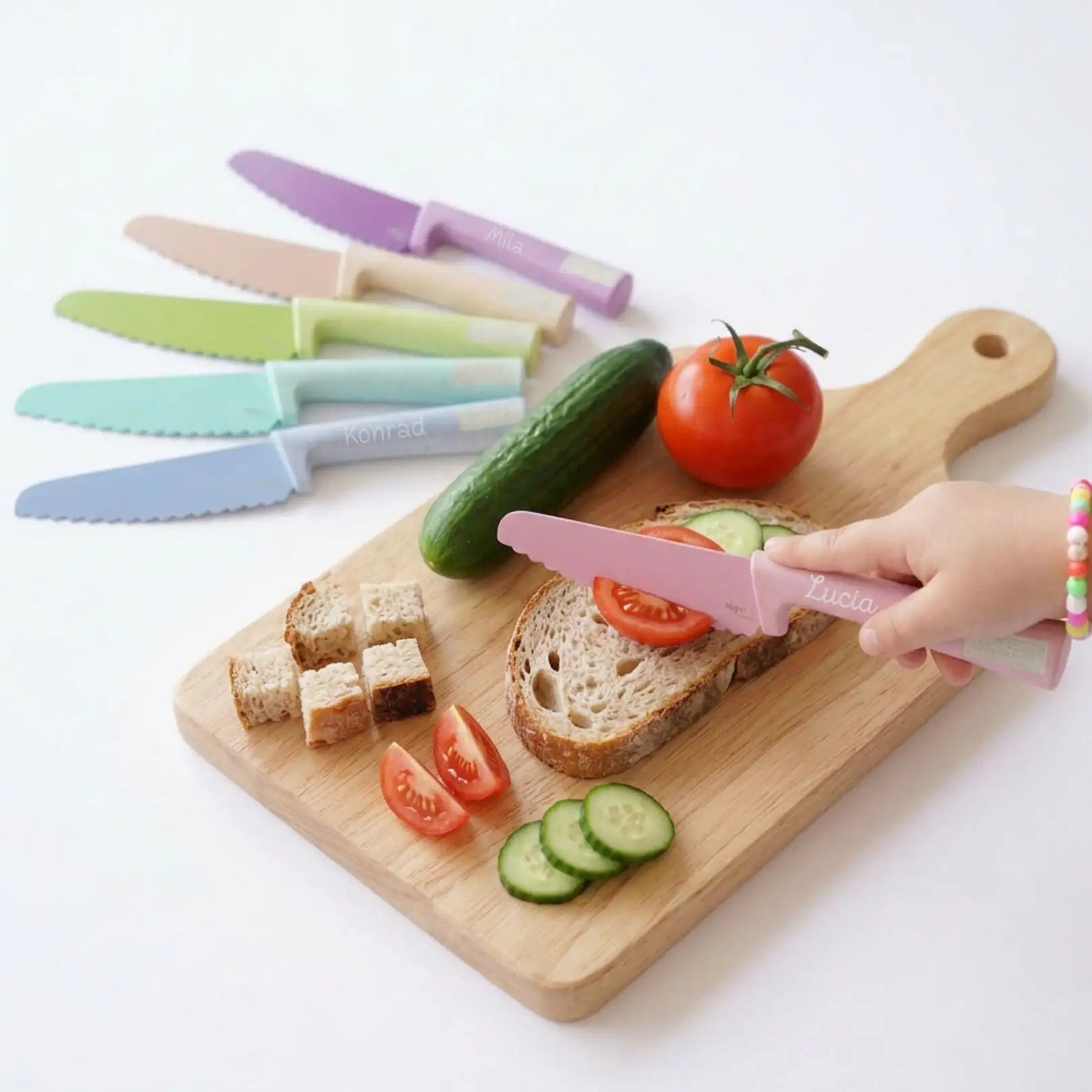 SKÅGFÄ buntes Schneidemesser Kindermesser personalisierbar - wunderwunsch