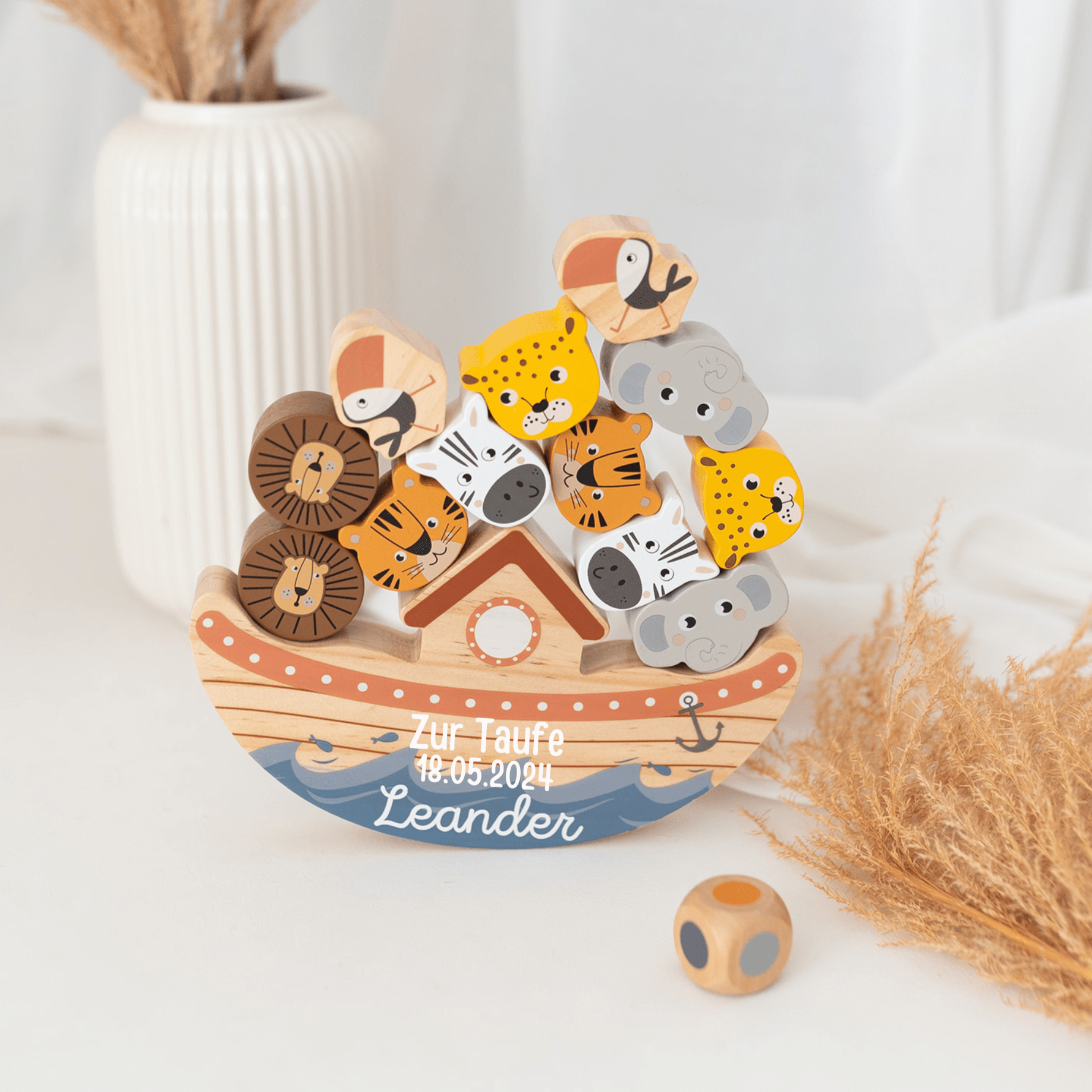 SMALL FOOT Balancierspiel Arche Noah Safari Tiere personalisiert - wunderwunsch