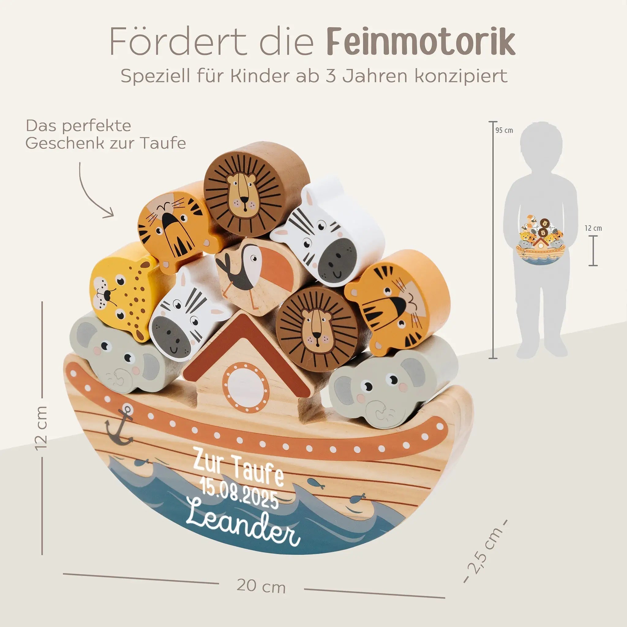 SMALL FOOT Balancierspiel Arche Noah Safari Tiere personalisiert - wunderwunsch