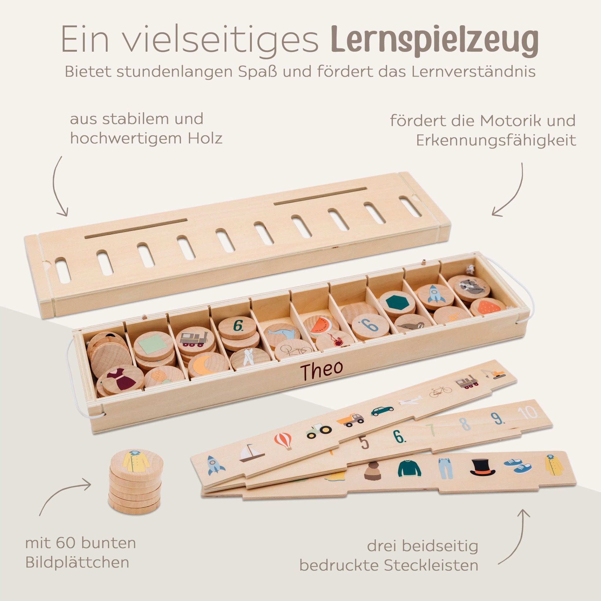 SMALL FOOT Bildersortierbox "Weltentdecker" Holz personalisiert - wunderwunsch