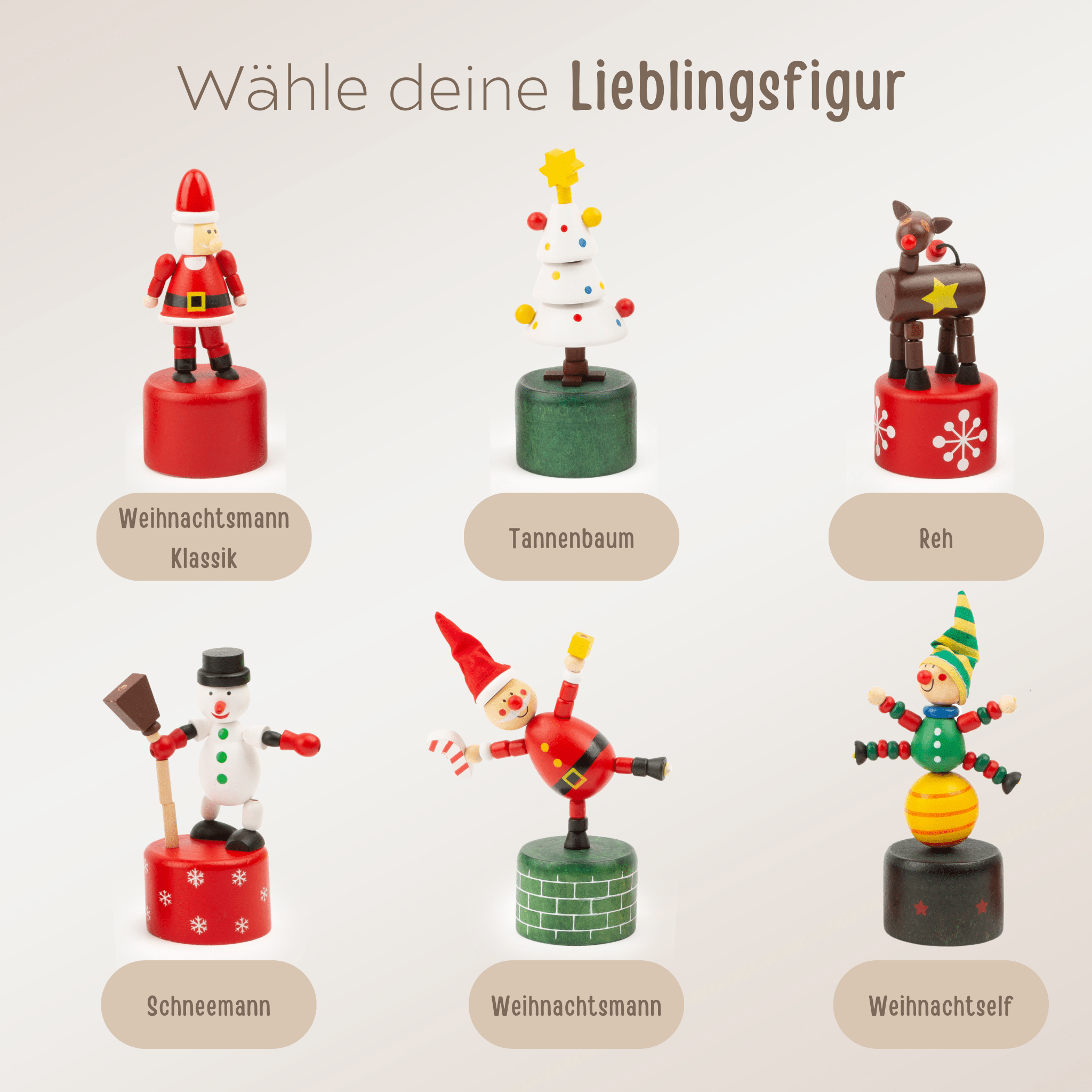 SMALL FOOT Drückerfiguren - Weihnachten - wunderwunsch