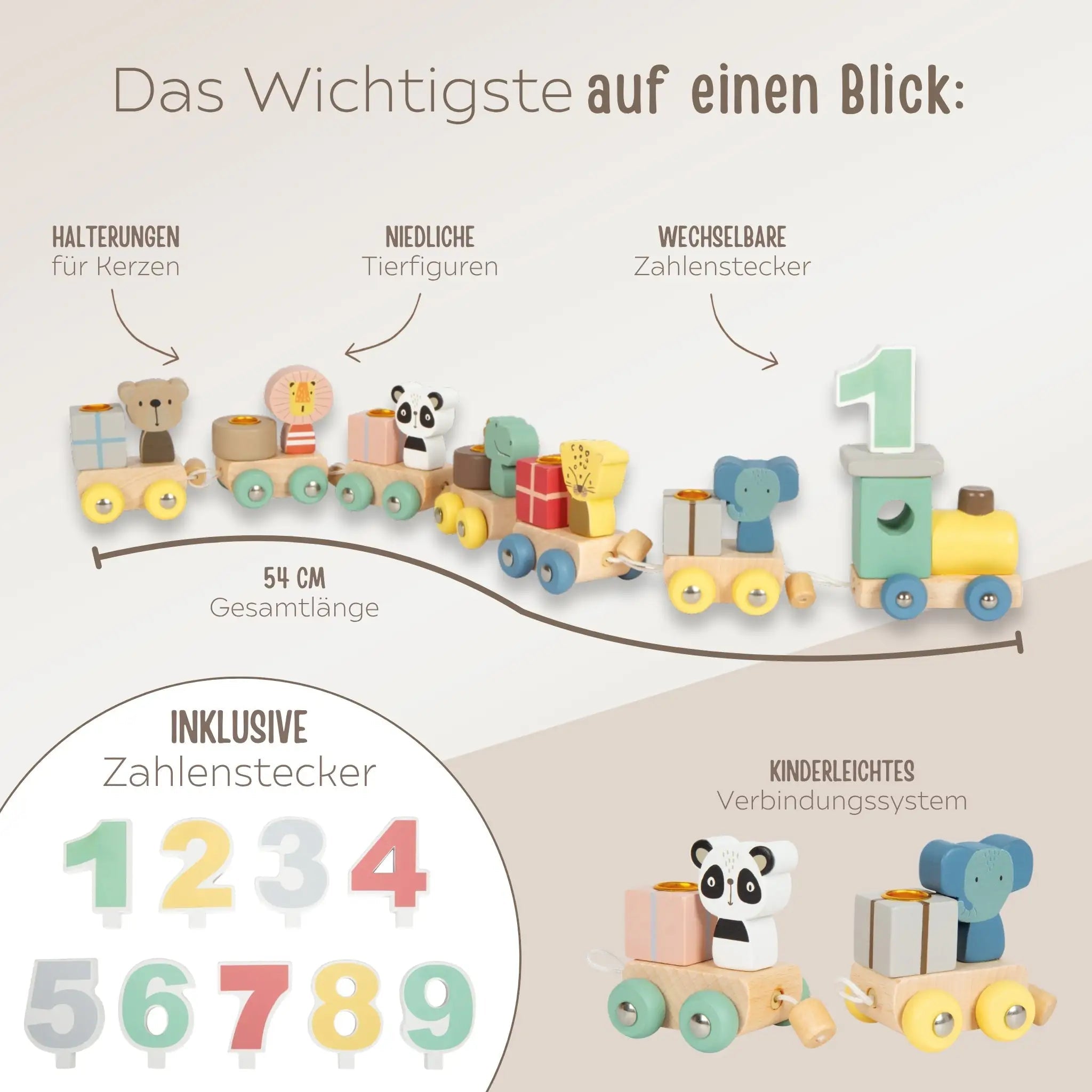 SMALL FOOT Geburtstagszug mit Tieren - wunderwunsch