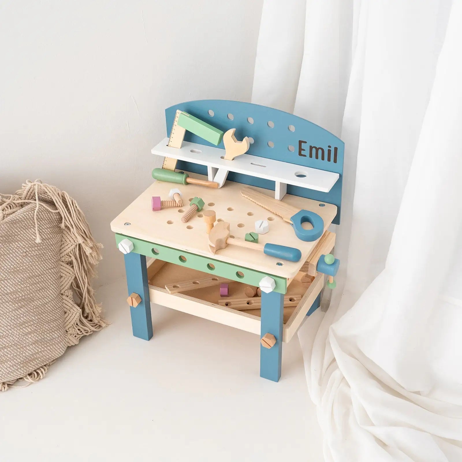 SMALL FOOT Große Kinder Werkbank Holz "Nordic" personalisierbar - wunderwunsch