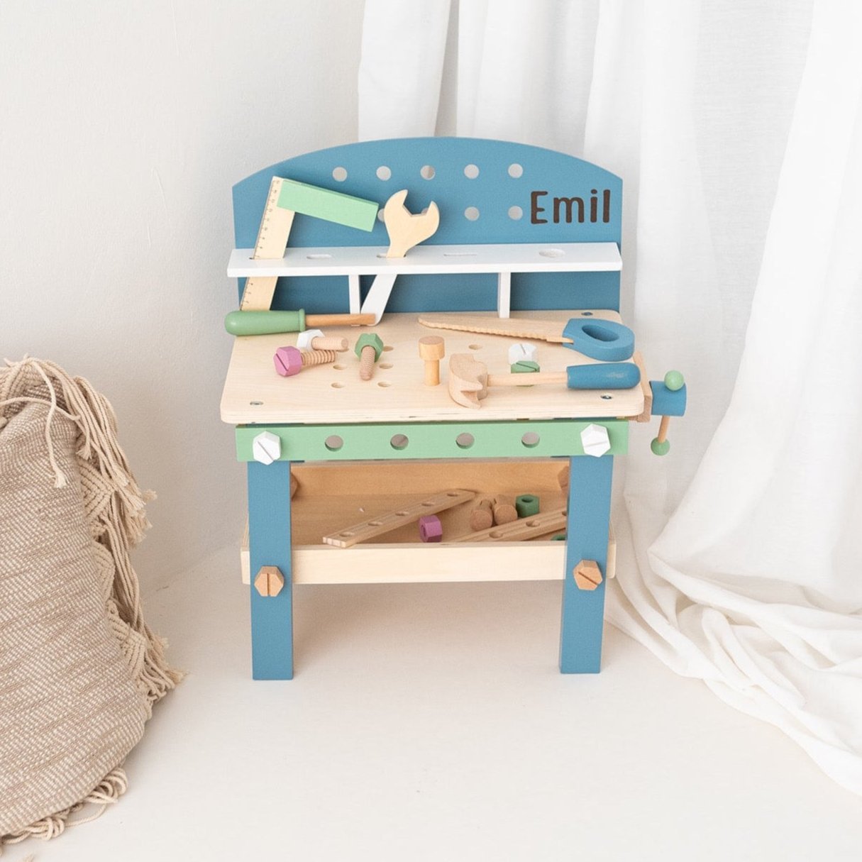 SMALL FOOT Kinder Werkbank Holz groß "Nordic" personalisiert - wunderwunsch