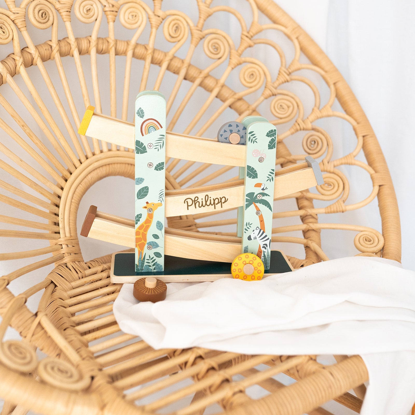 SMALL FOOT Kugelbahn "Safari" Tiere Holz personalisiert - wunderwunsch