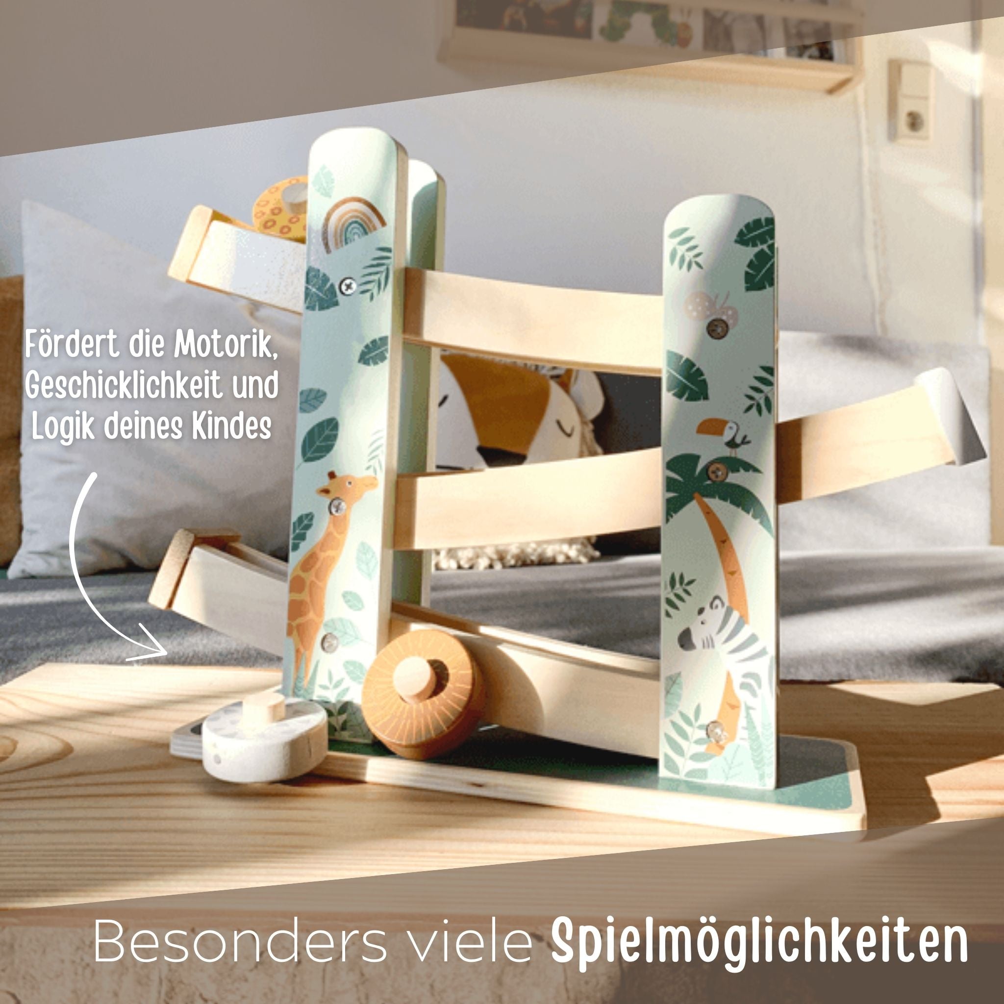 SMALL FOOT Kugelbahn "Safari" Tiere Holz personalisiert - wunderwunsch