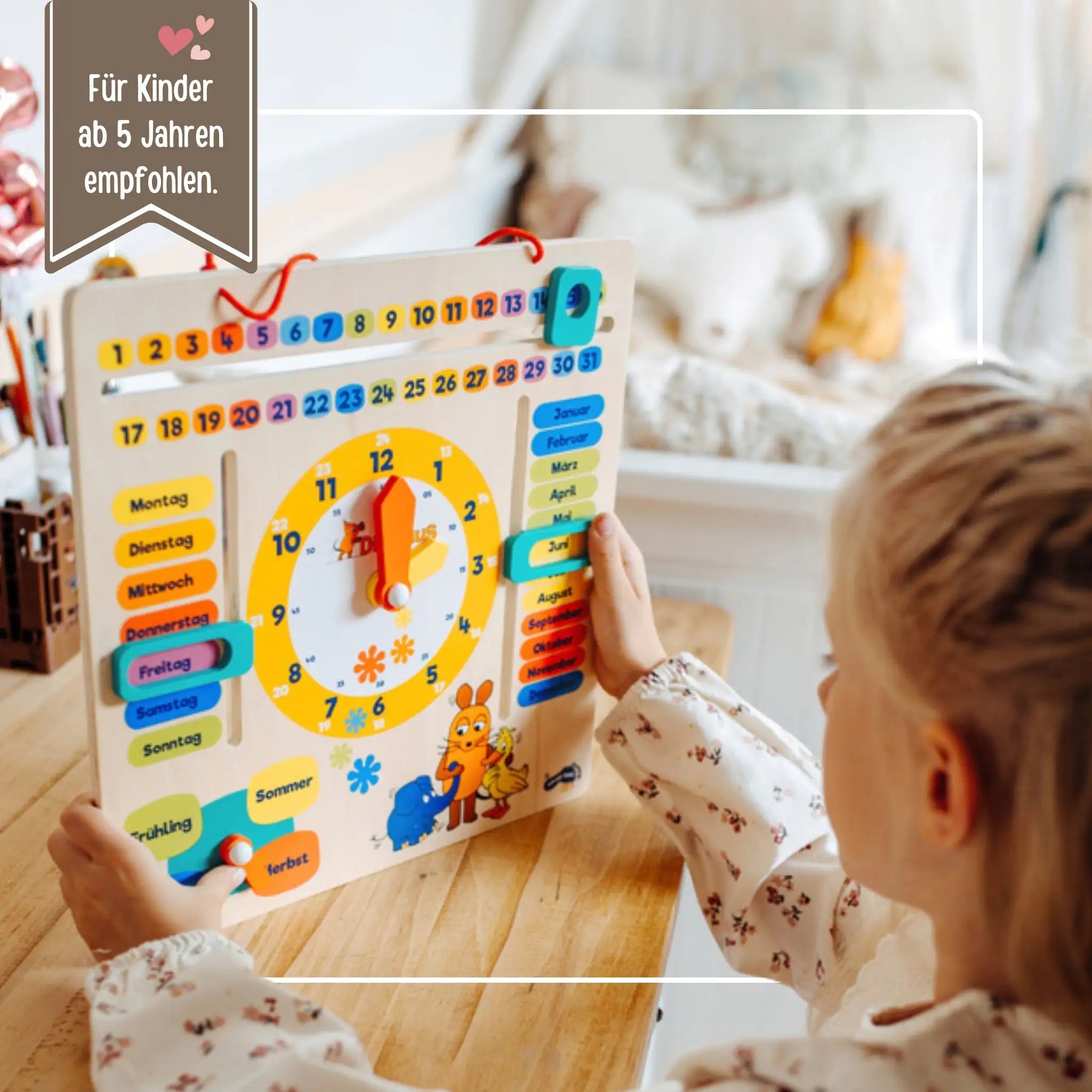 SMALL FOOT Lernuhr mit Kalender - Die Maus - wunderwunsch