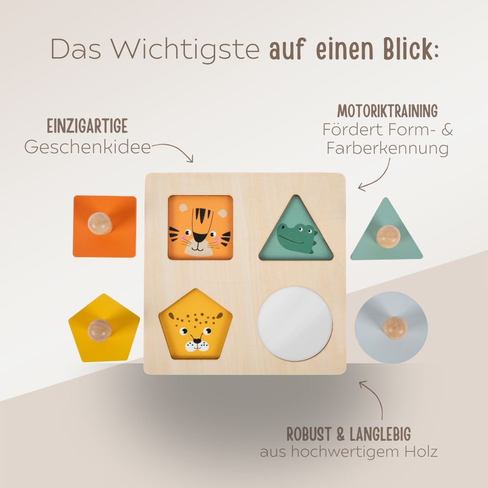 SMALL FOOT Montessori Setzpuzzle Formen und Motive personalisierbar - wunderwunsch