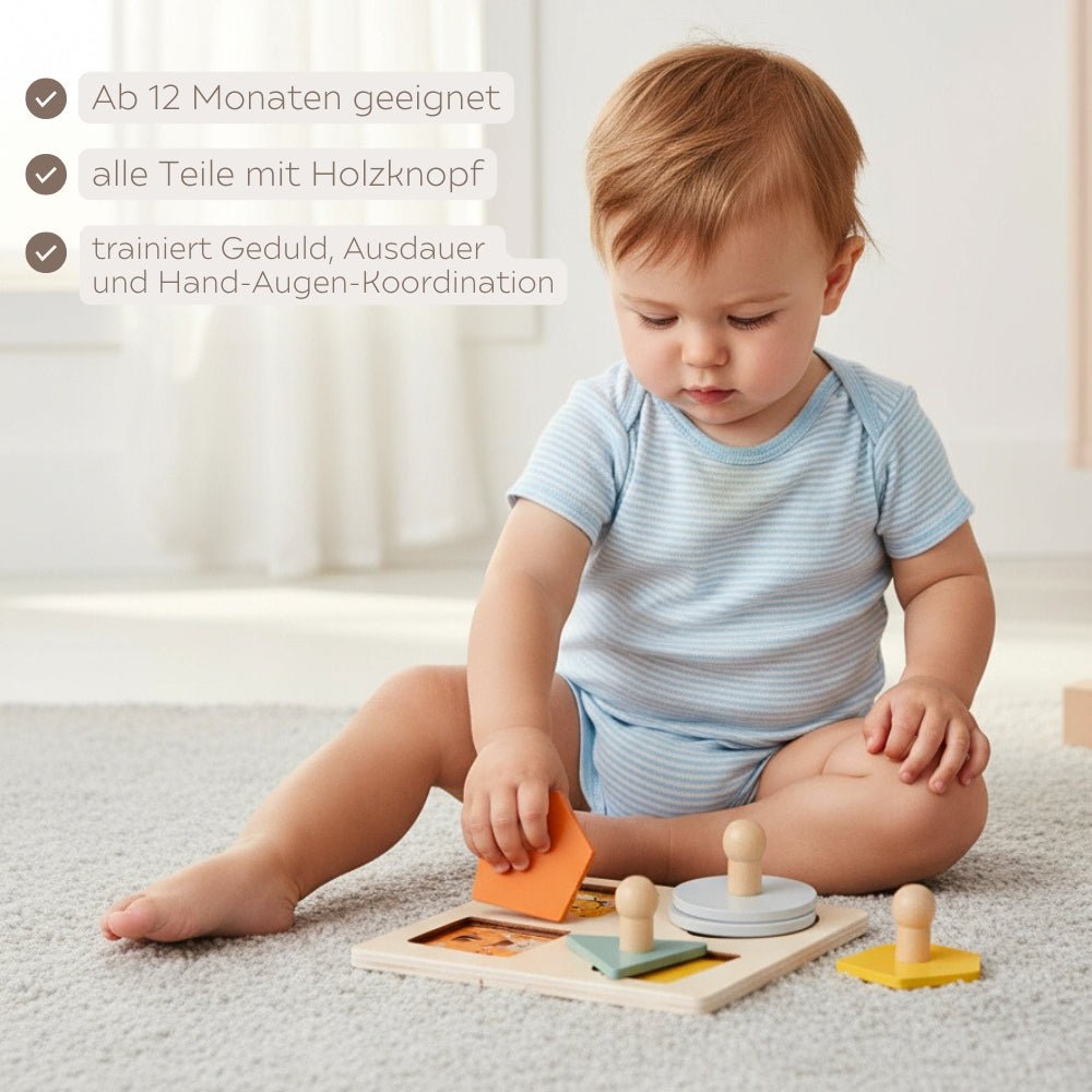 SMALL FOOT Montessori Setzpuzzle Formen und Motive personalisierbar - wunderwunsch