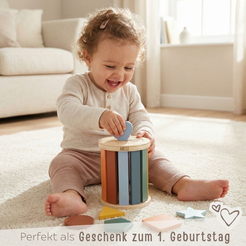 SMALL FOOT Montessori Sortierspiel mit Trommel personalisierbar - wunderwunsch