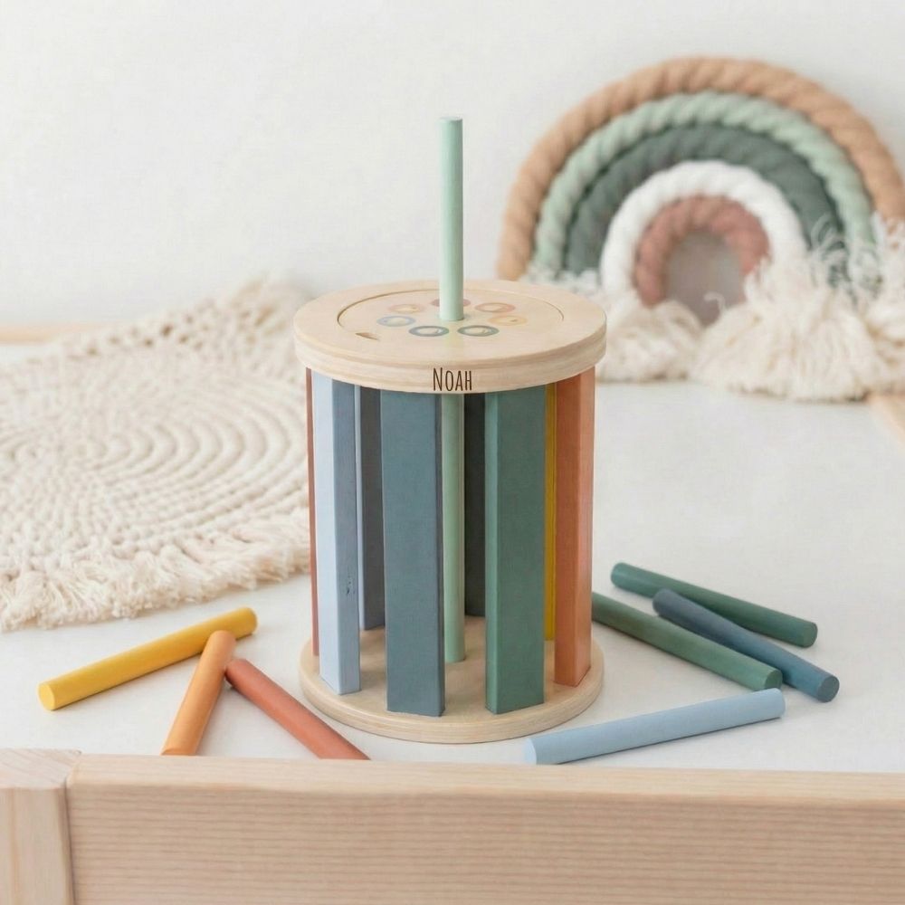 SMALL FOOT Montessori Sortierspiel mit Trommel personalisierbar - wunderwunsch