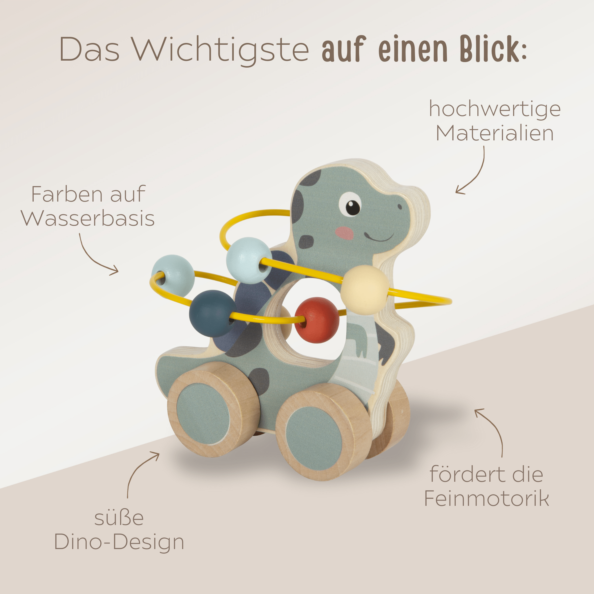 SMALL FOOT Motorikschleife "Dino grün" personalisiert - wunderwunsch