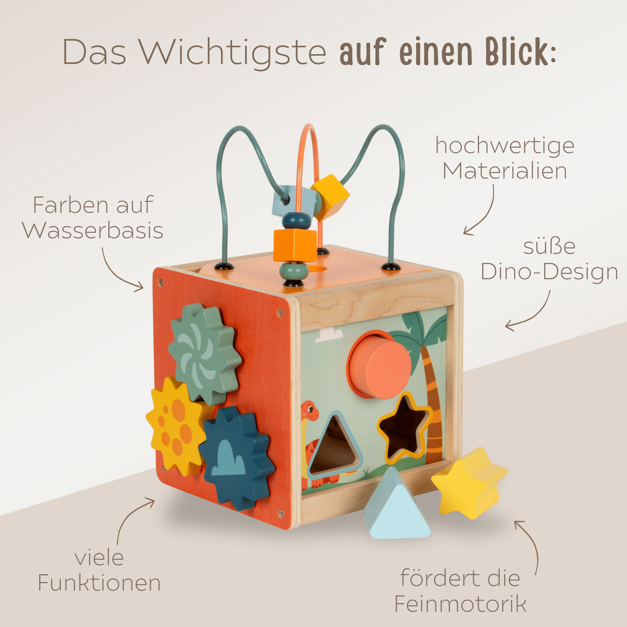SMALL FOOT Motorikwürfel "Dino" personalisiert - wunderwunsch