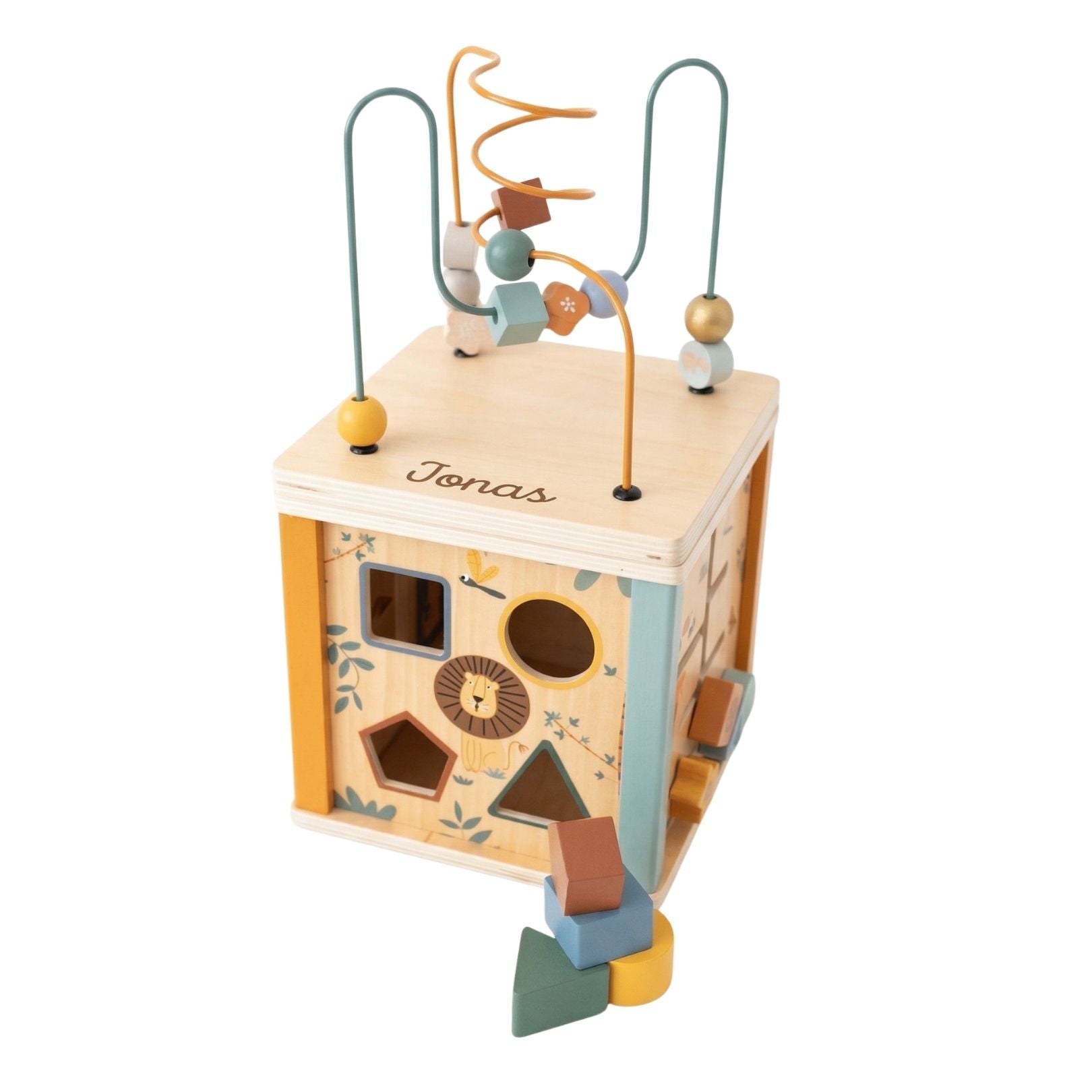 SMALL FOOT Motorikwürfel "Safari" Tiere Holz personalisierbar - wunderwunsch