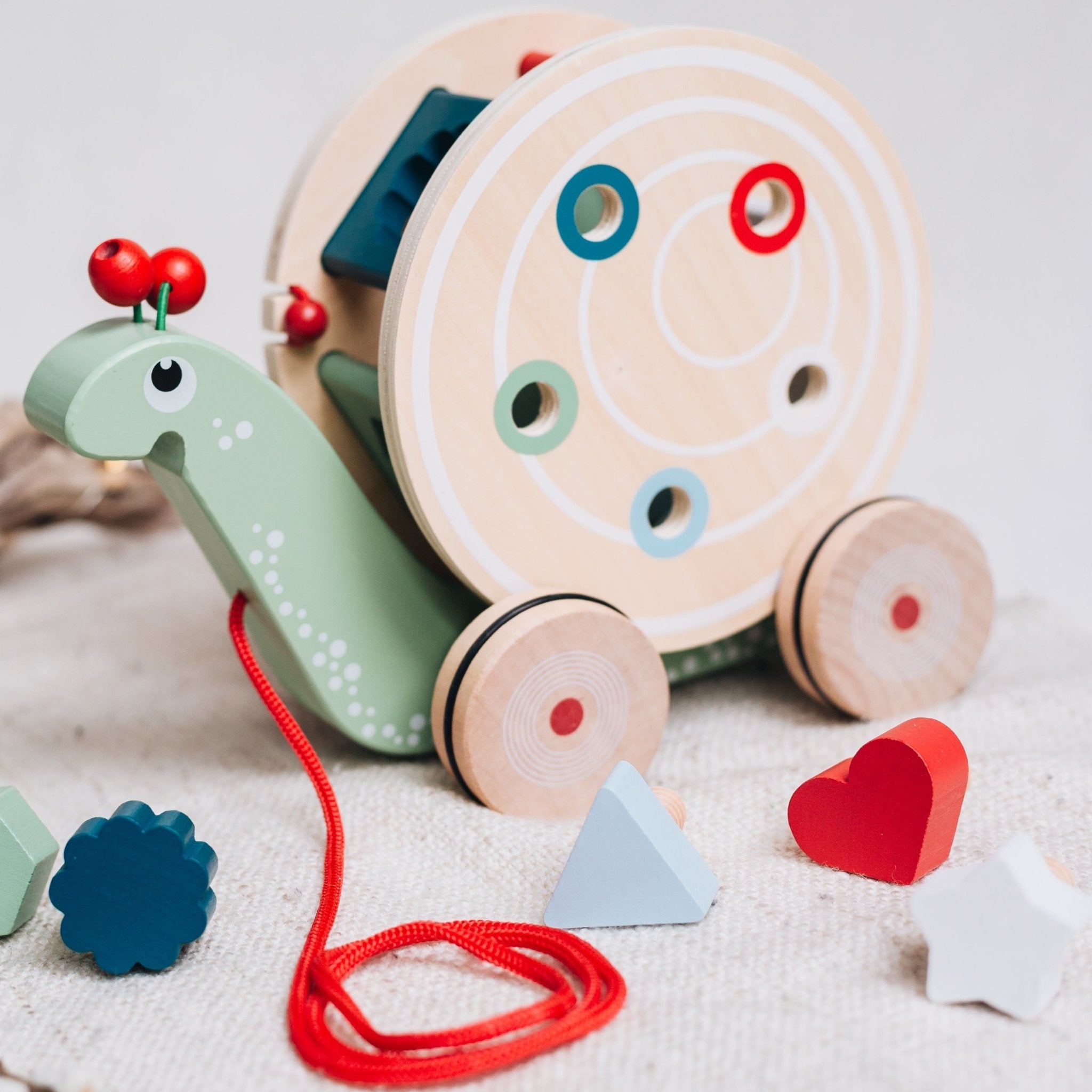 SMALL FOOT Nachzieh - und Stecktier Schnecke Grün Holz personalisiert - wunderwunsch