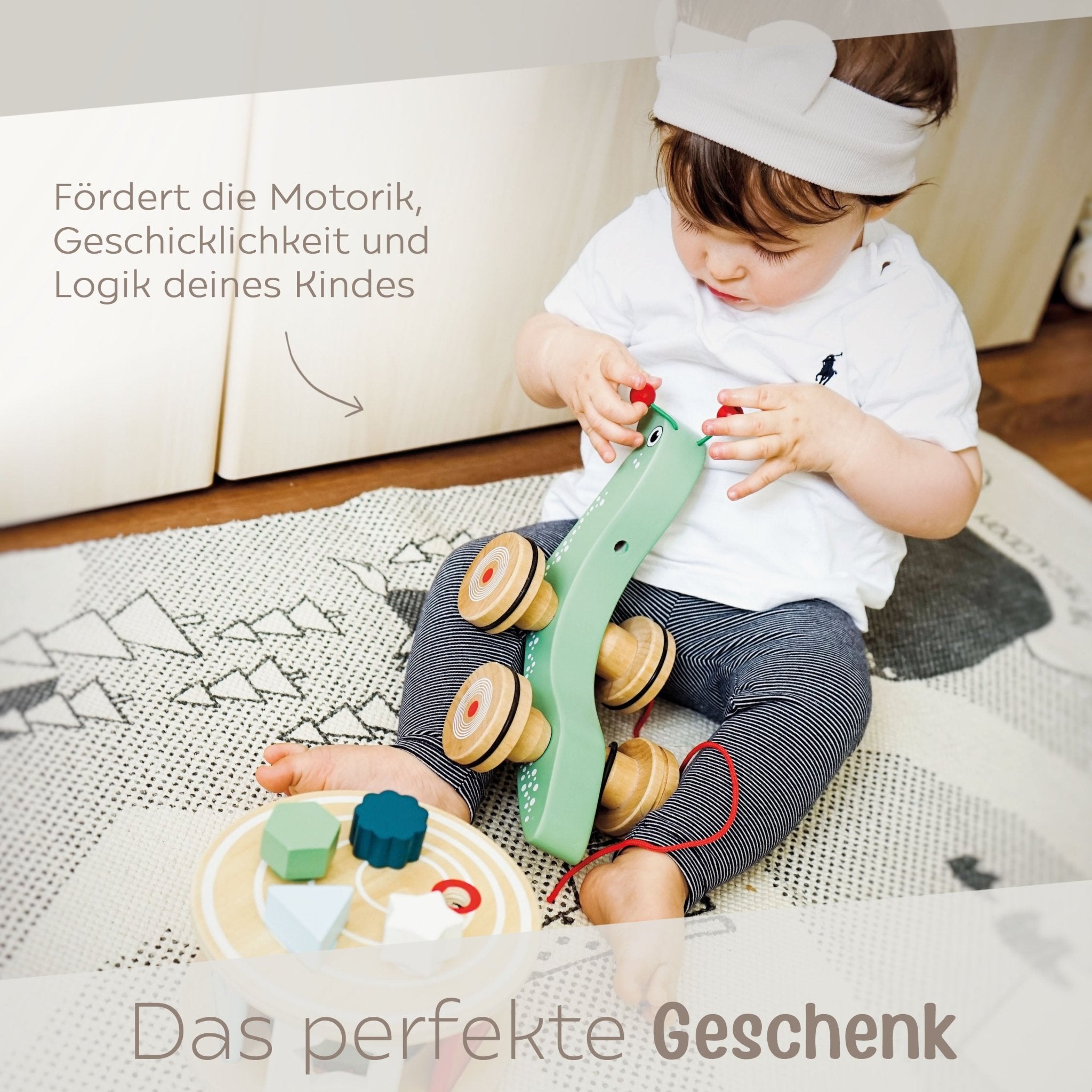 SMALL FOOT Nachzieh - und Stecktier Schnecke Grün Holz personalisiert - wunderwunsch