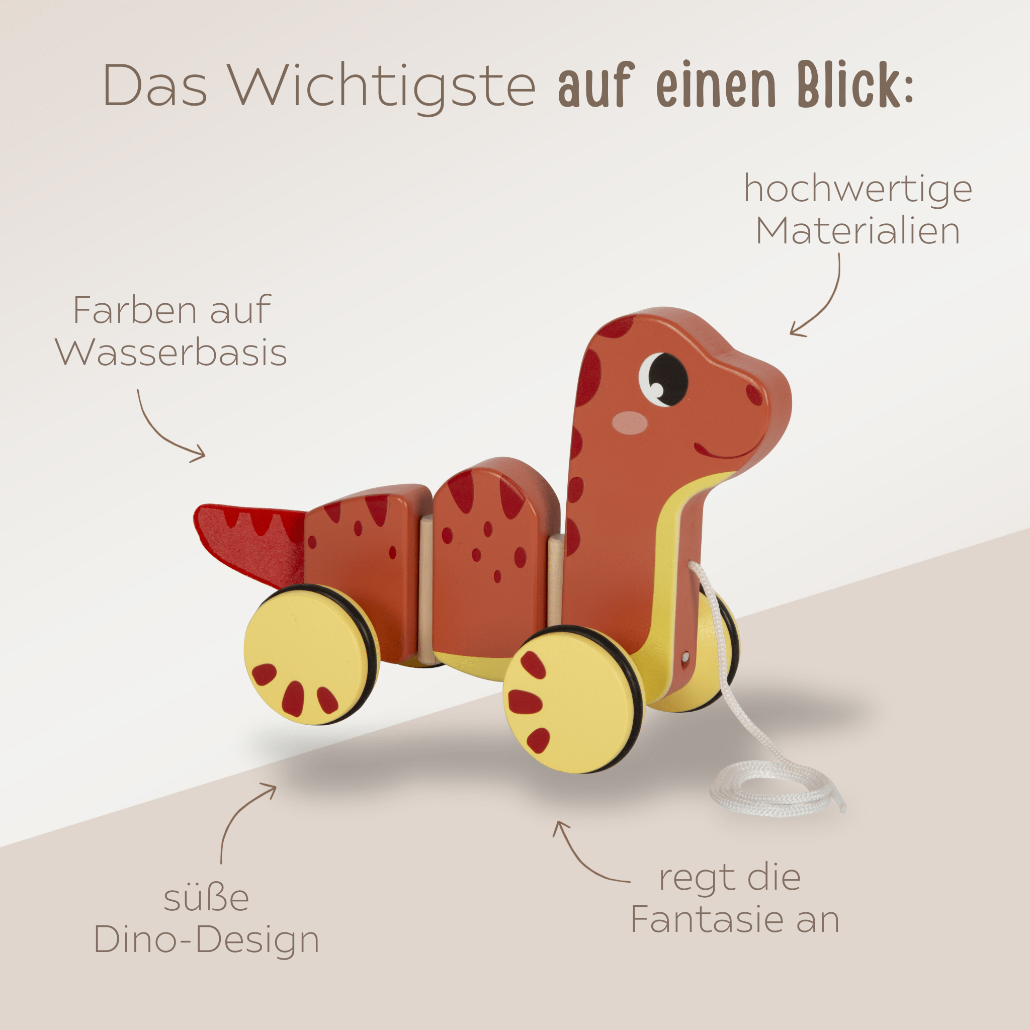 SMALL FOOT Nachziehtier "Dino rot" personalisiert - wunderwunsch