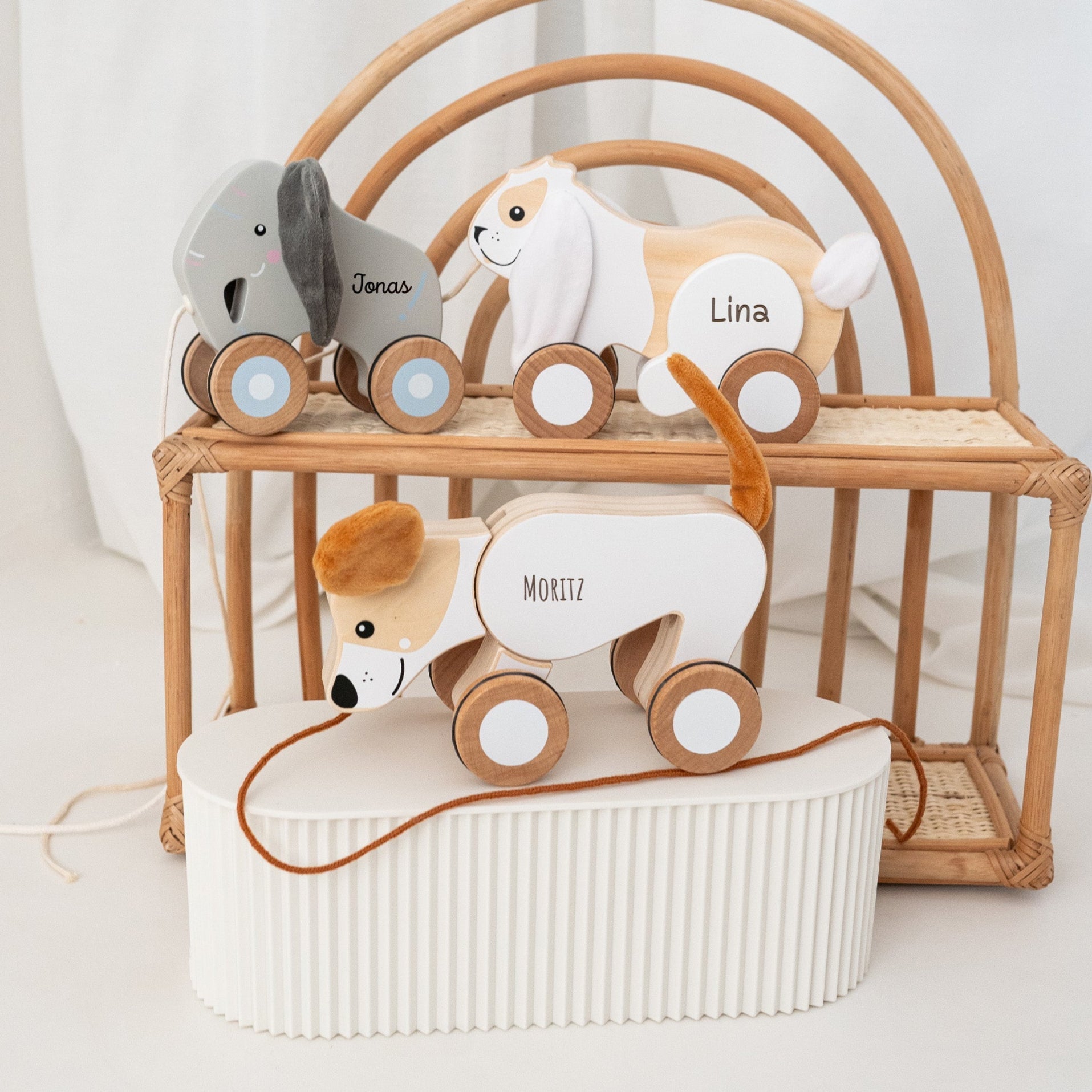 SMALL FOOT Nachziehtier - Elefant, Hase & Hund - wunderwunsch